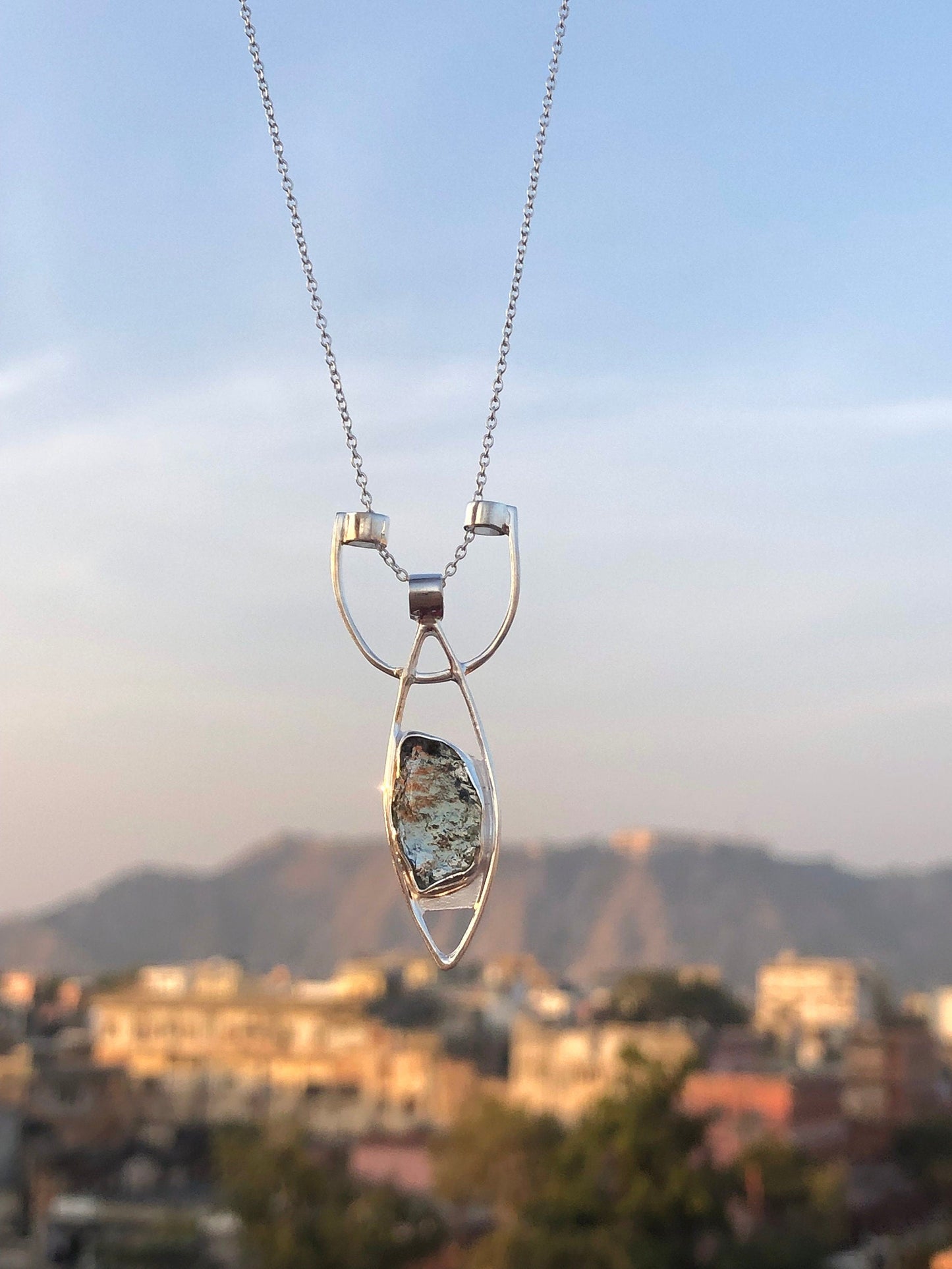 Genuine Moldavite Rough Pendant 100% Natural With Certified Gemstone From Czech Republic 925 Sterling Silver Handmade Designer Jewelry