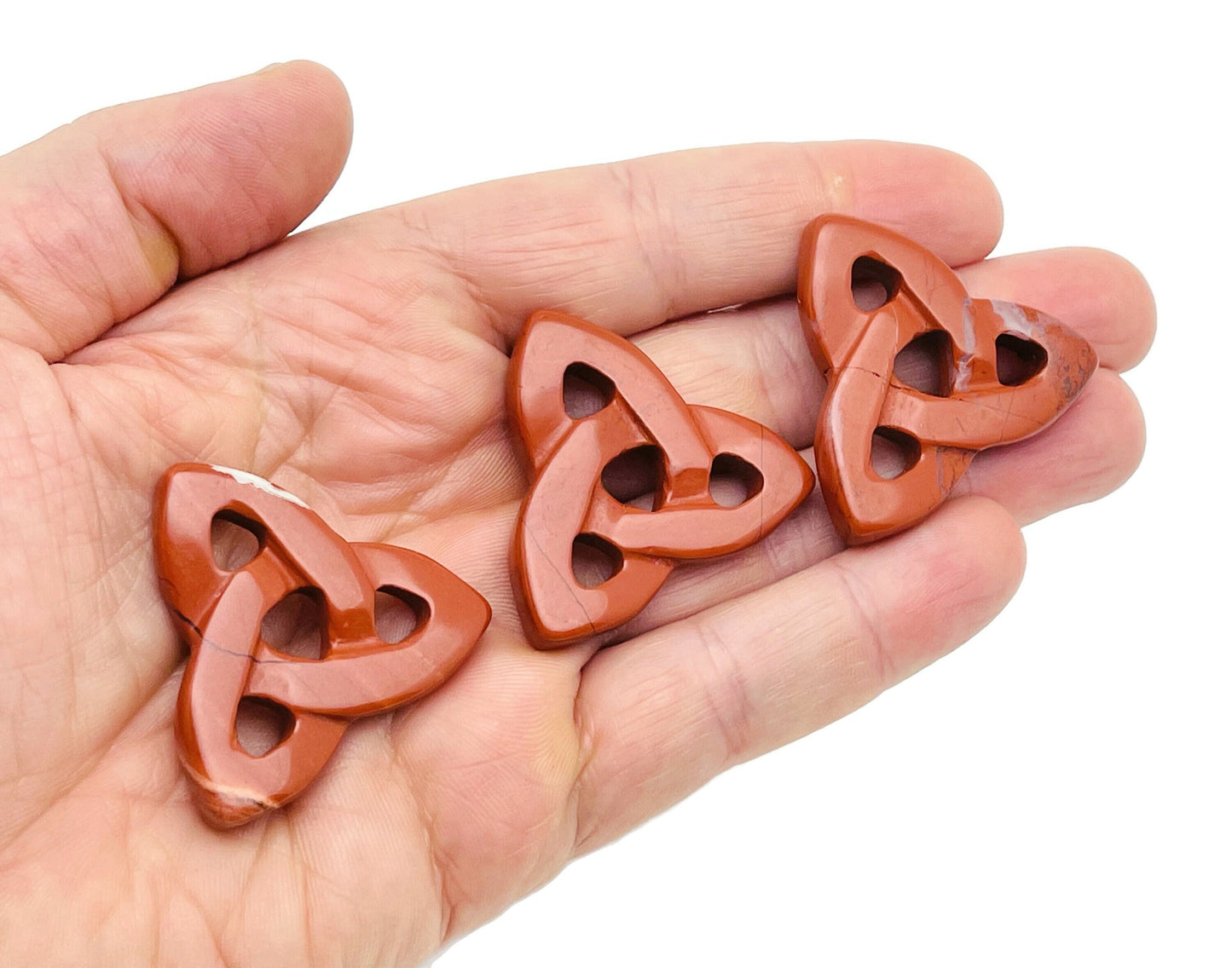 Red Jasper Celtic Knot Carved Gemstone  - Trinity Crystal - CK1007