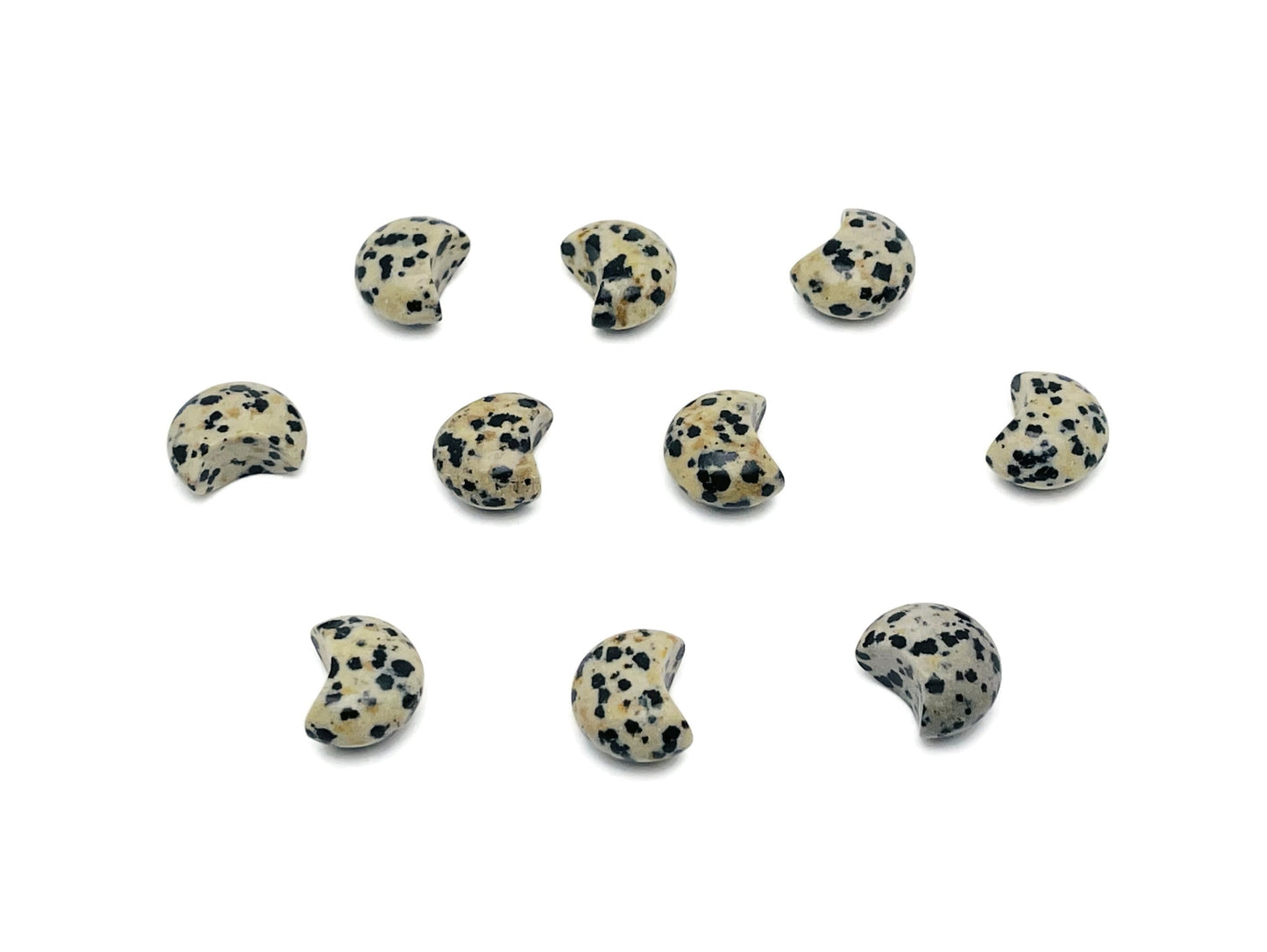 Dalmatian Jasper Gemstone Moon Puffy - 15x9mm - MO1079