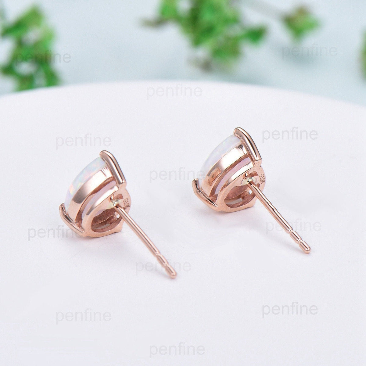 Dainty fire opal wedding set solitaire white opal engagement ring rose gold minimalist October birthstone pendant necklace opal earrings