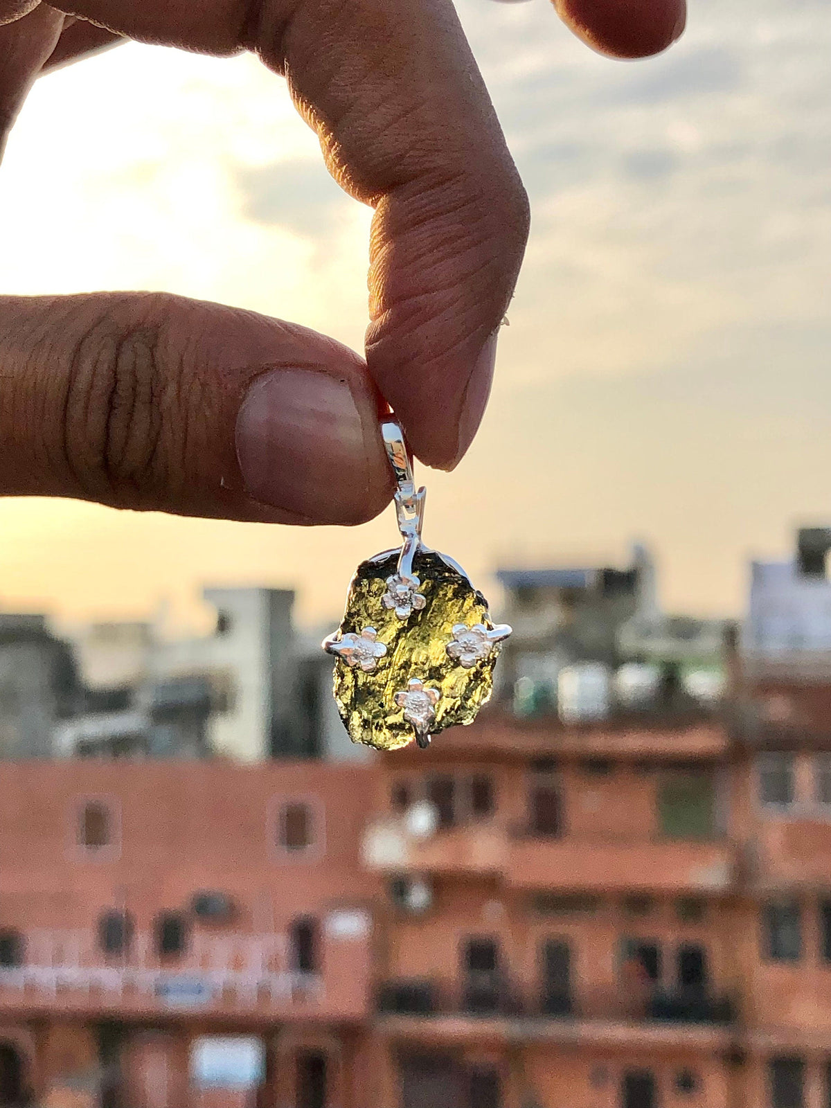 Genuine Moldavite Rough Pendant 100% Natural With Certified Gemstone From Czech Republic 925 Sterling Silver Handmade Designer Jewelry