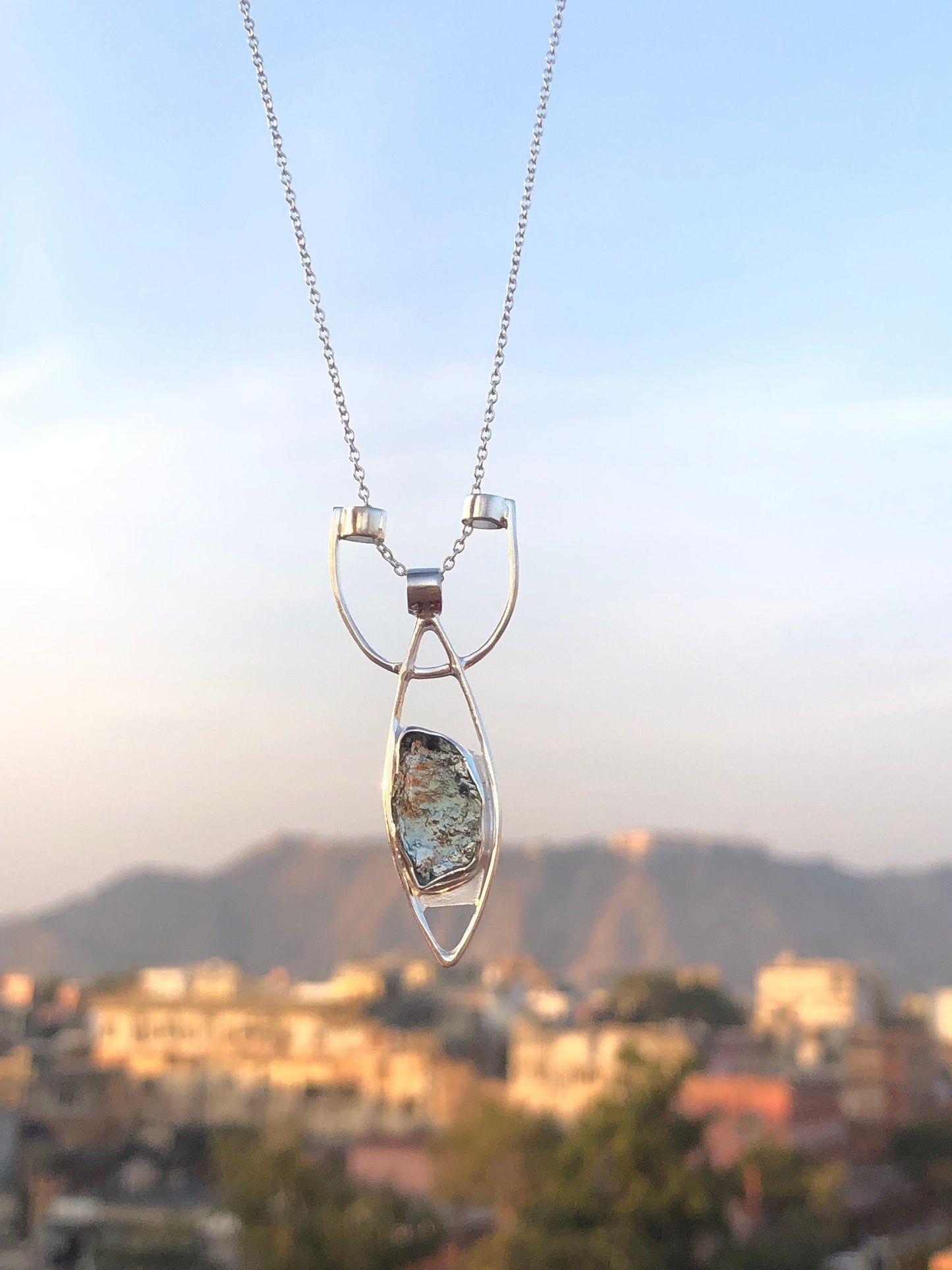 Genuine Moldavite Rough Pendant 100% Natural With Certified Gemstone From Czech Republic 925 Sterling Silver Handmade Designer Jewelry