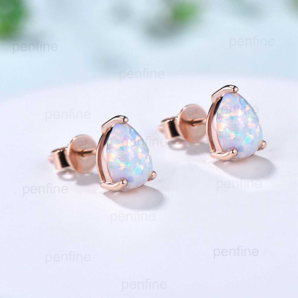 Dainty fire opal wedding set solitaire white opal engagement ring rose gold minimalist October birthstone pendant necklace opal earrings