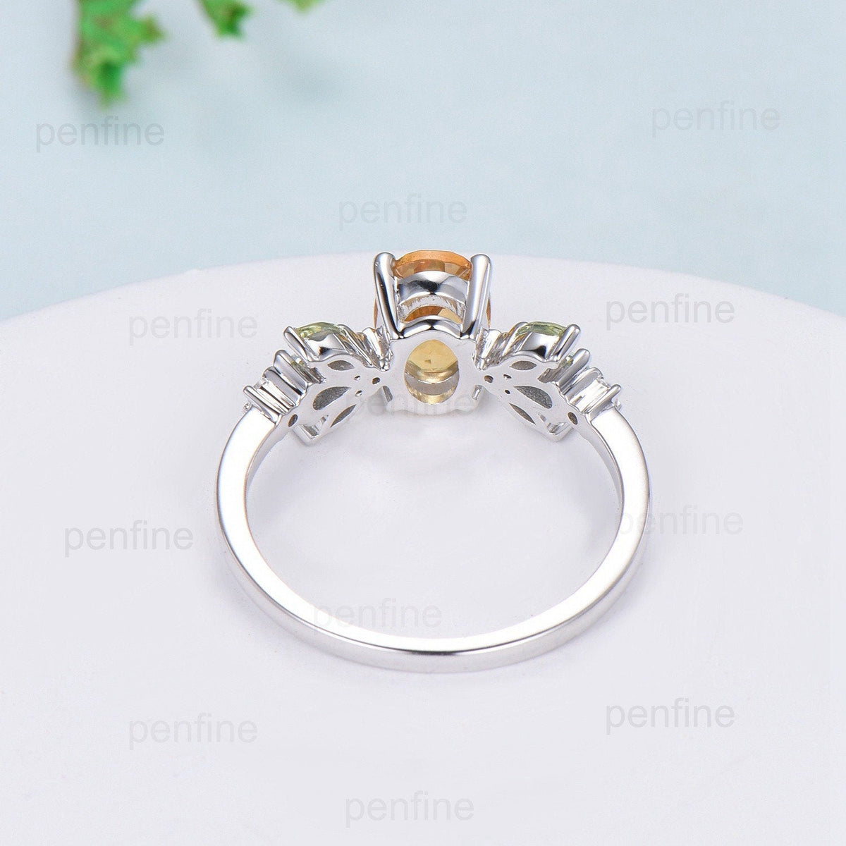 Unique Oval Citrine Engagement Rings Multi-Stone Rings Marqusie Cut Peridot Wedding Ring Swiss Topaz Anniversary Ring Vintage Rose Gold Ring