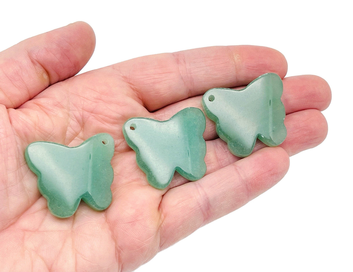 Aventurine Butterfly Gemstone Pendant - Hole Crystal Jewelry - NC1426