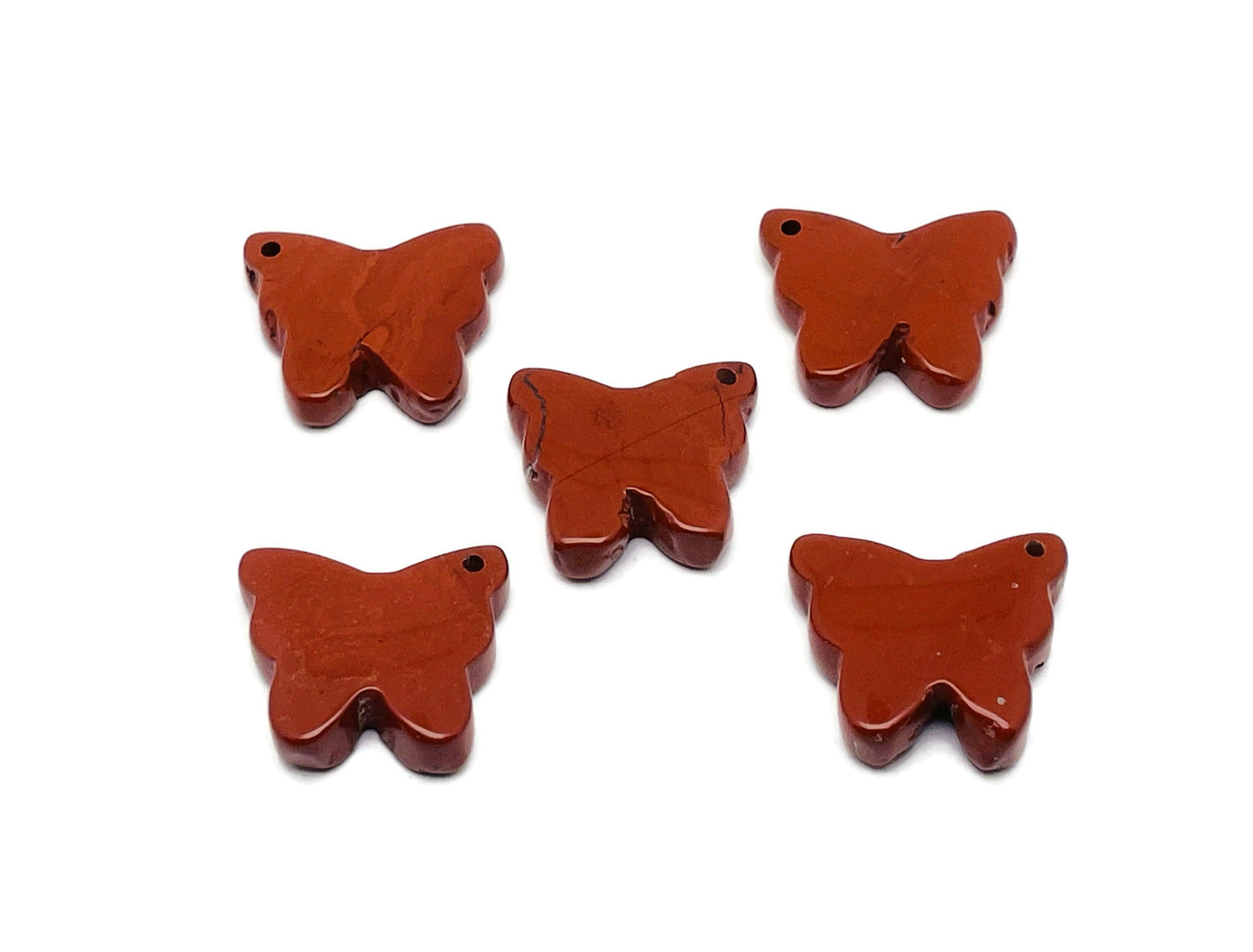 Red Jasper Butterfly Gemstone Pendant - Hole Crystal Jewelry - NC1425