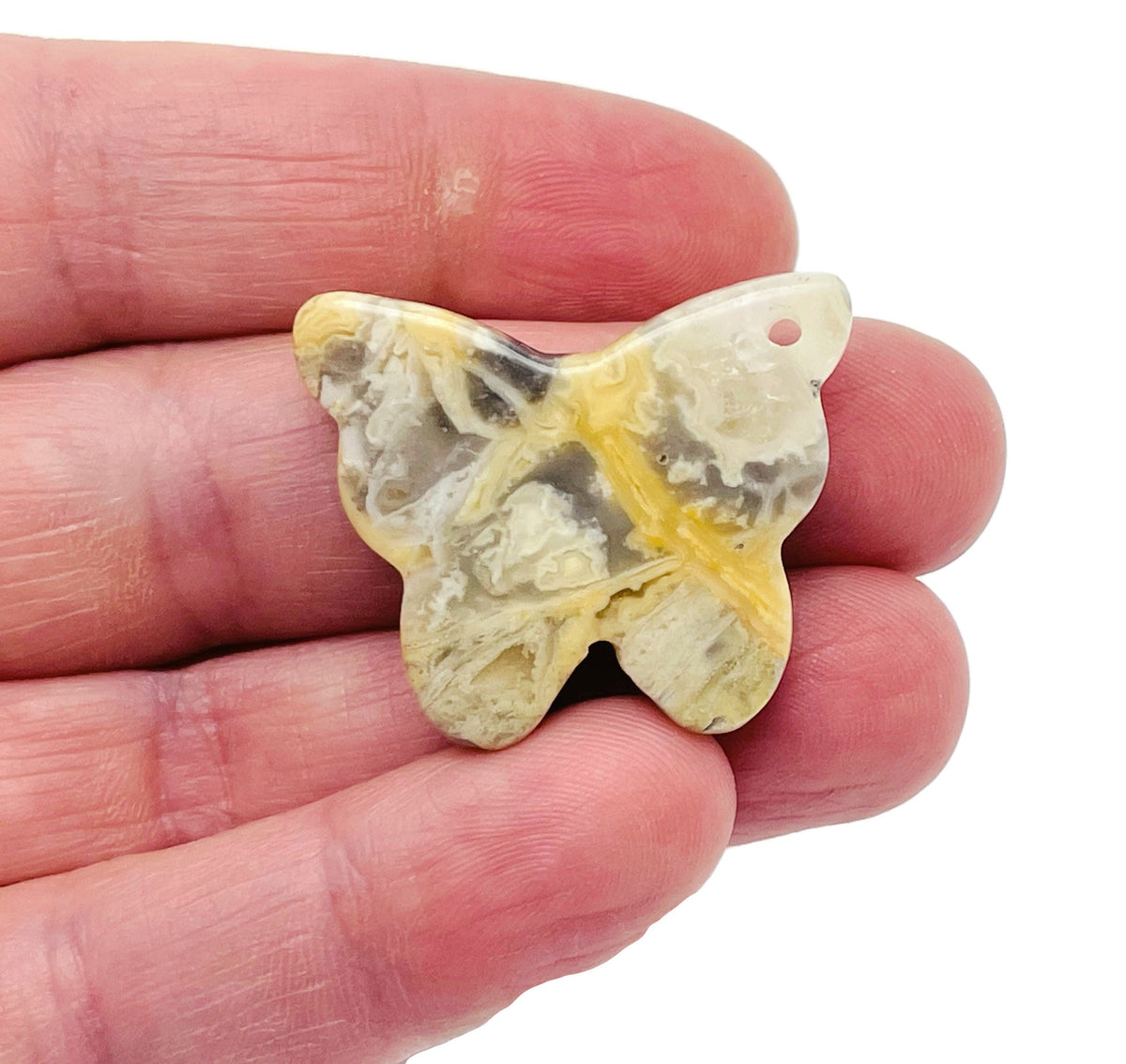 Crazy Lace Agate Butterfly Gemstone Pendant - Hole Crystal Jewelry - NC1428