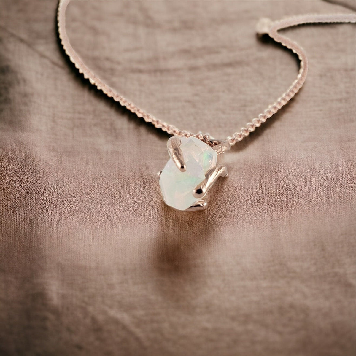 Raw Hand-cut Opal Twig Necklace