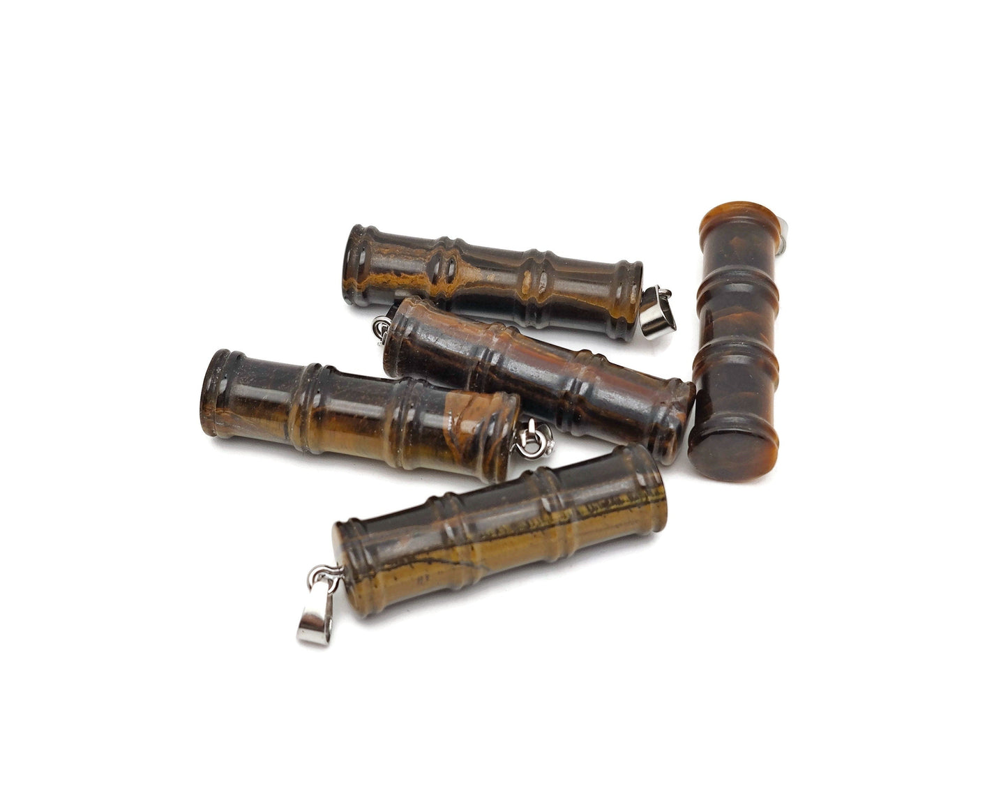 Tiger Eye Bamboo Shape Crystal Pendant - Protect Crystal - NC1488