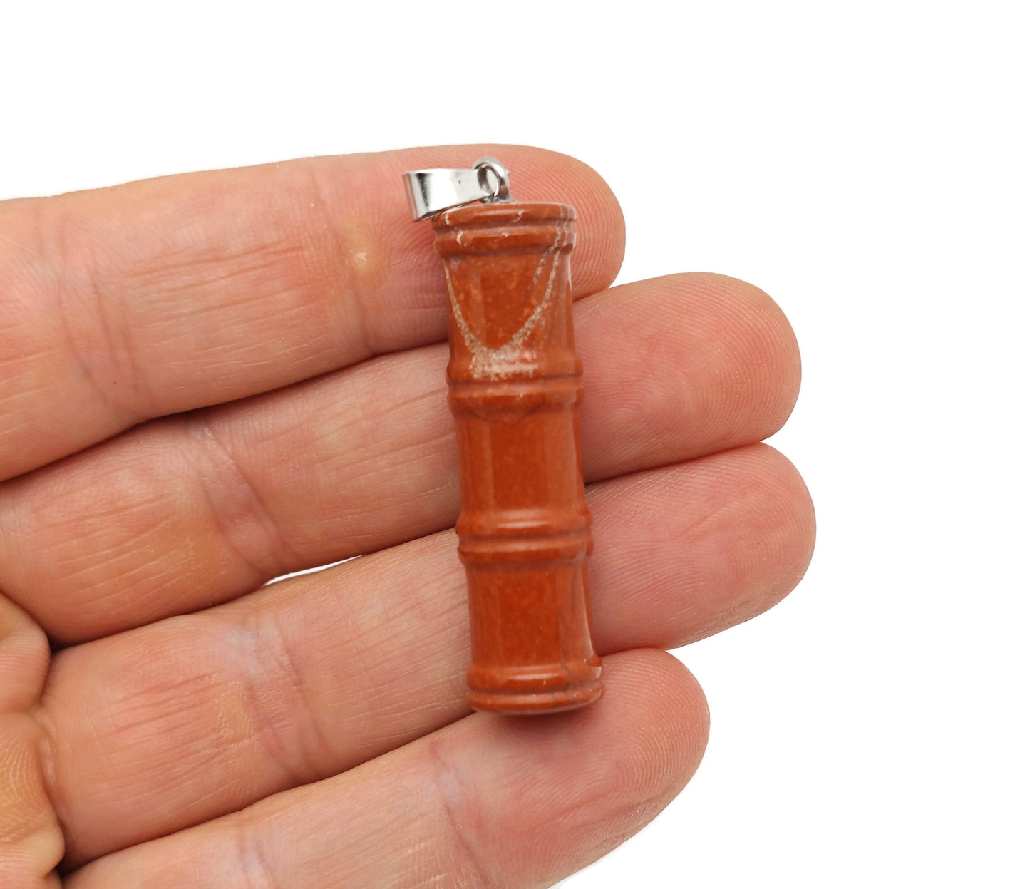 Red Jasper Bamboo Shape Crystal Pendant - Protect Crystal - NC1490
