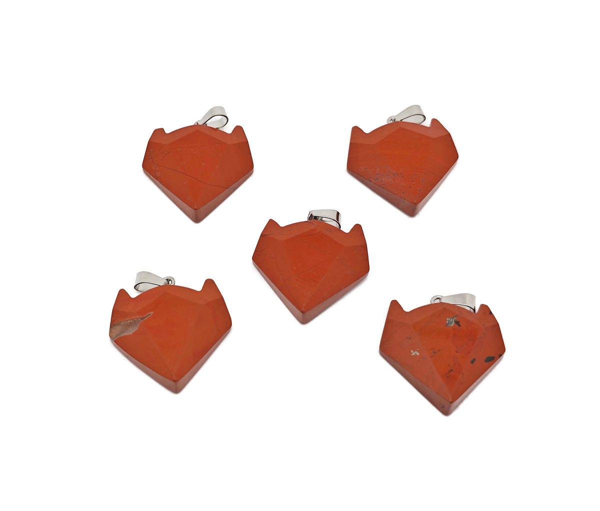 Red Jasper Wolf Head Gemstone Pendant - Crystal Jewelry - NC1476