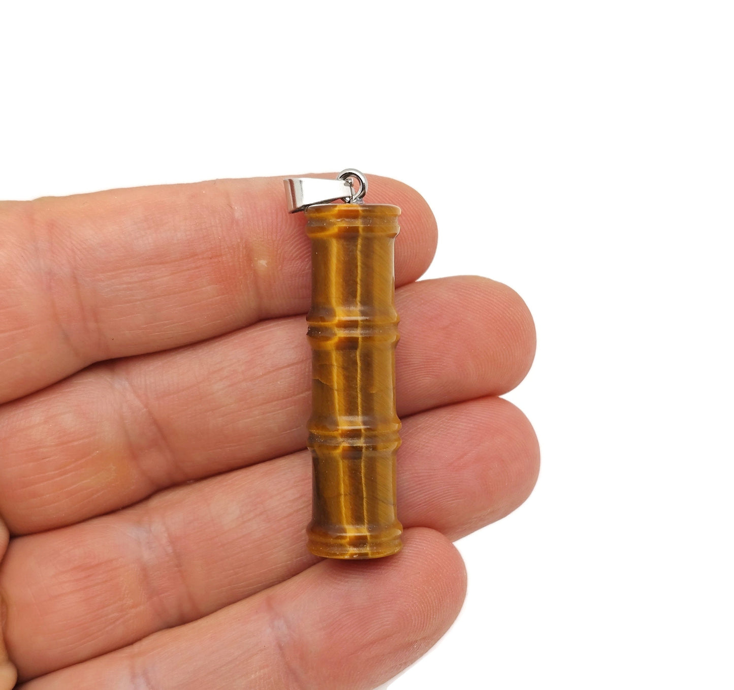 Tiger Eye Bamboo Shape Crystal Pendant - Protect Crystal - NC1488