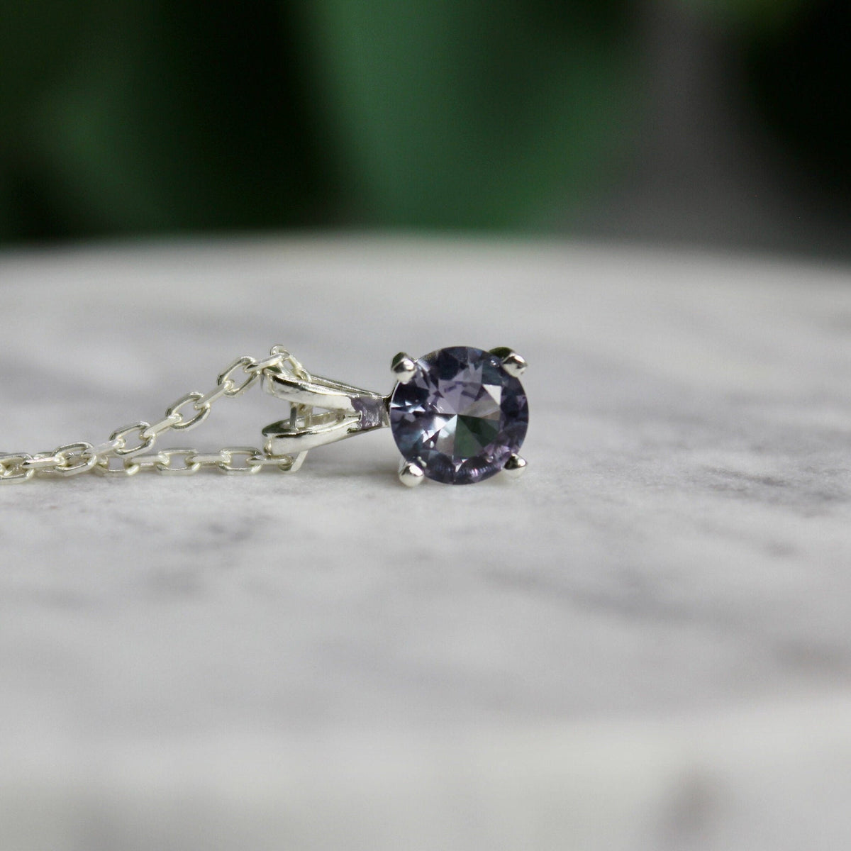 6mm Alexandrite Sterling Silver Birthstone Necklace | Handmade Jewelry