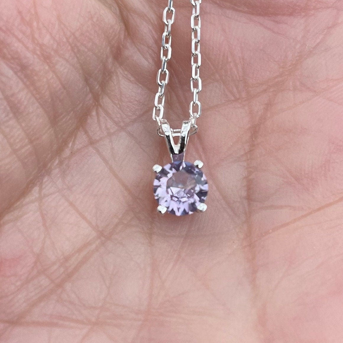 6mm Alexandrite Sterling Silver Birthstone Necklace | Handmade Jewelry