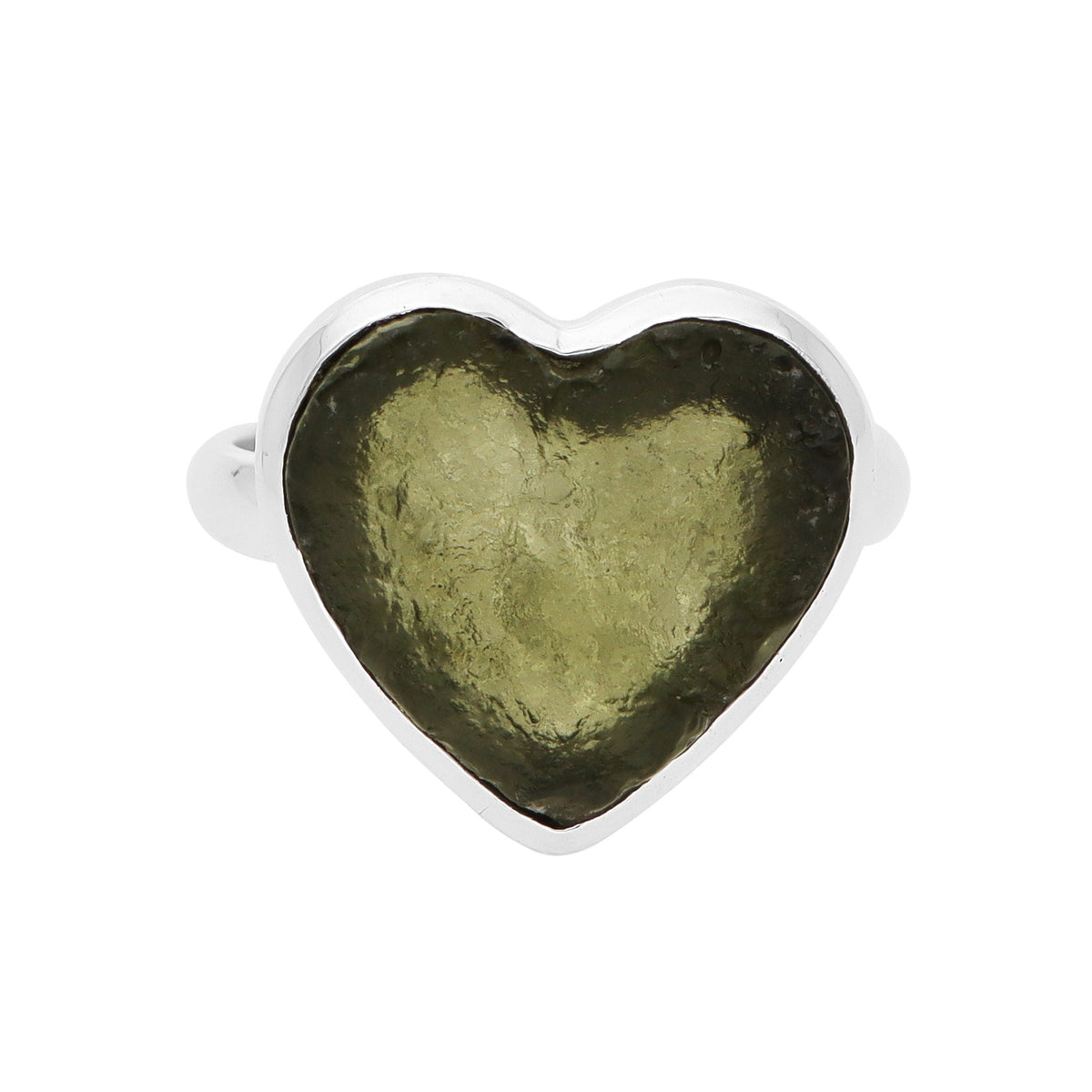 Authentic Czech Republic Moldavite Rough Heart Shaped Gemstone 925 Solid Sterling Silver Handmade Ring Jewelry