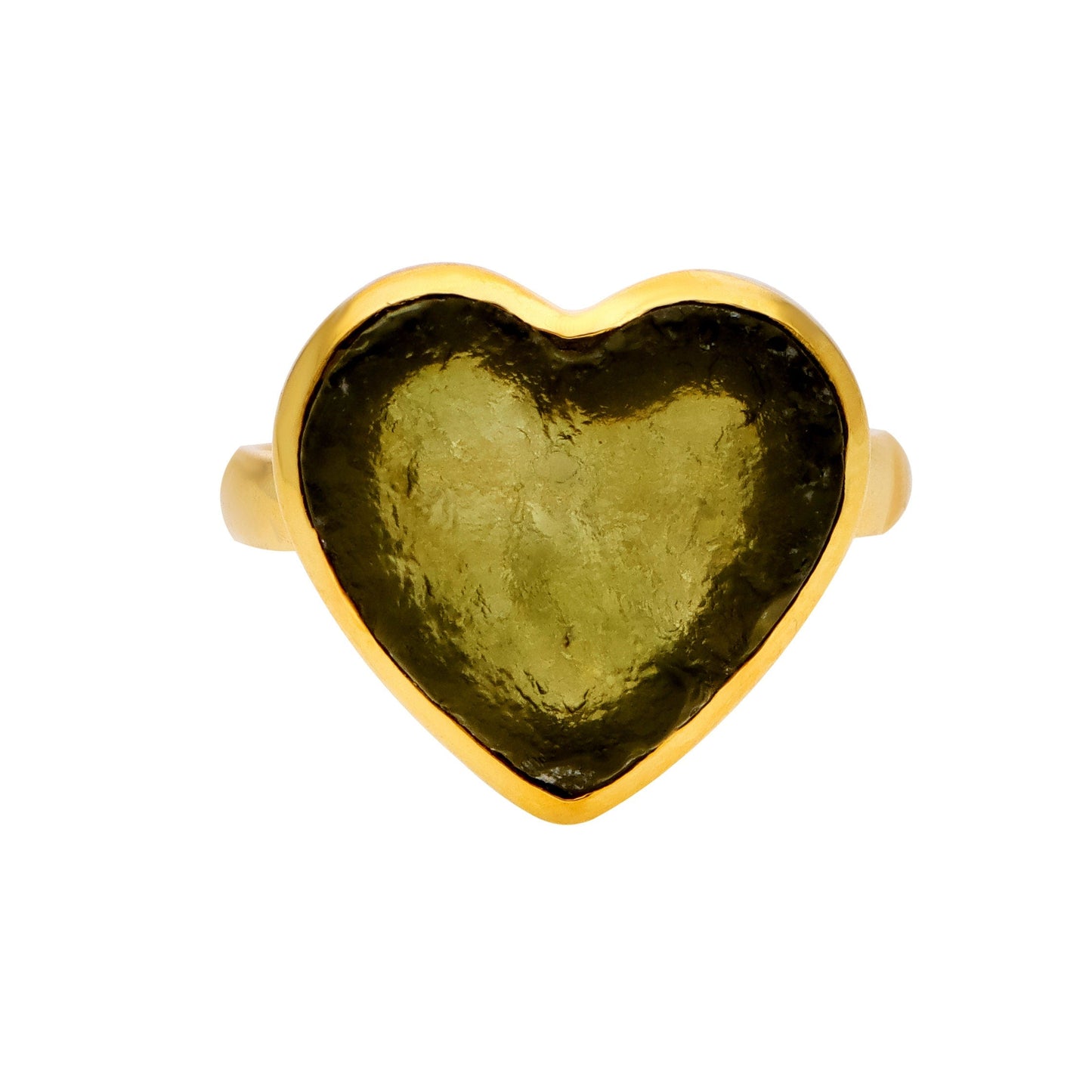 Authentic Czech Republic Moldavite Rough Heart Shaped Gemstone 14K Gold Filled in 925 Sterling Silver Handmade Ring Jewelry
