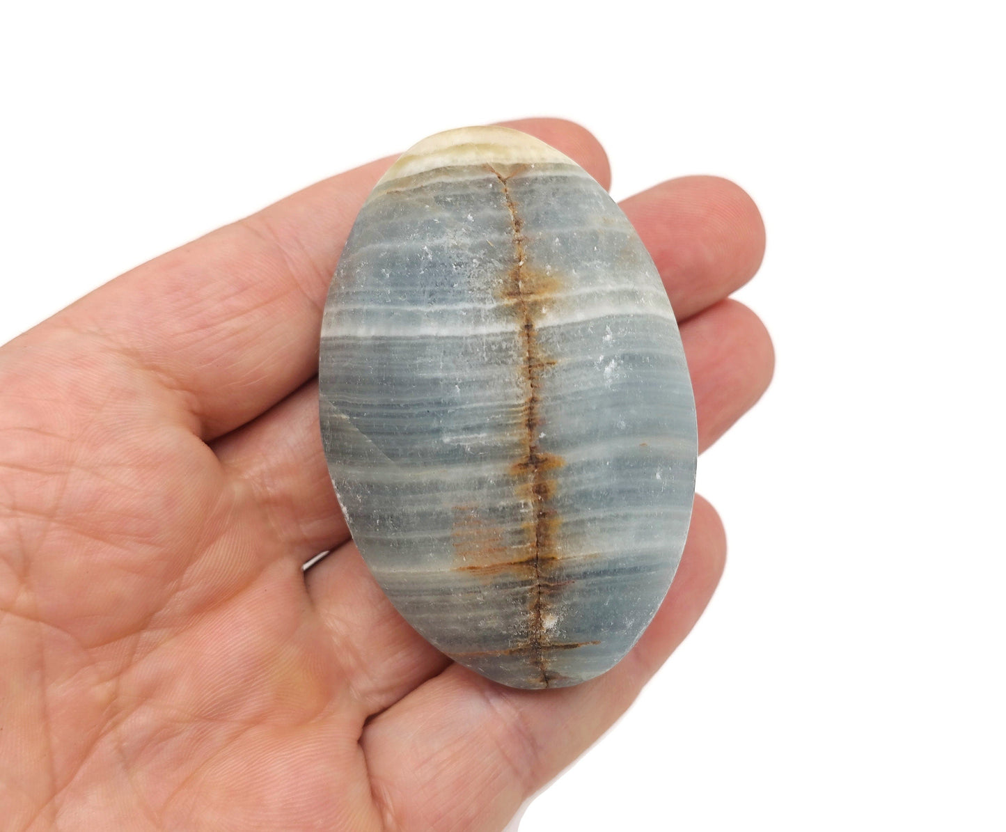 Blue Onyx Palm Gemstone - Spa Stone - PA1049