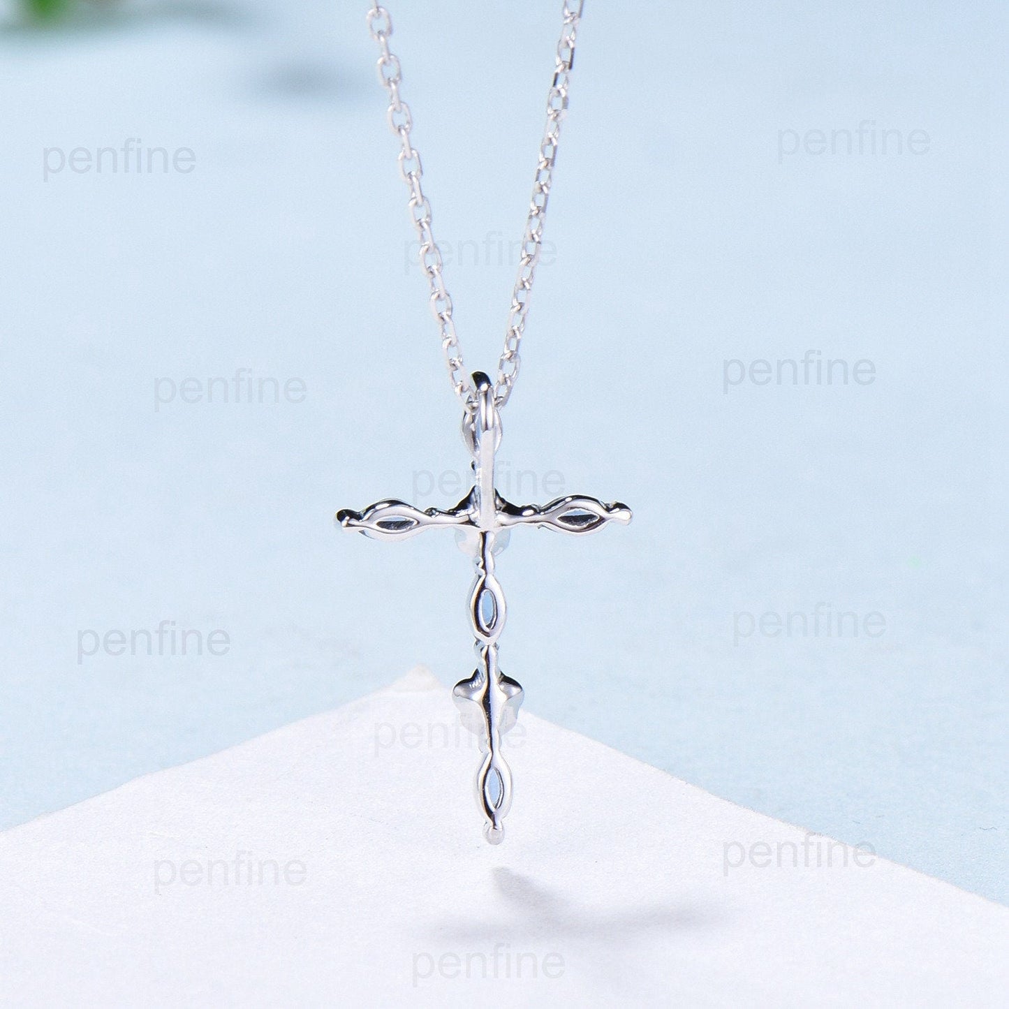 Cross Pendant Necklace Alexandrite Flower Amethyst Necklace Cross Jesus Retro Vintage Cross Pendant White Gold Anniversary gift for women