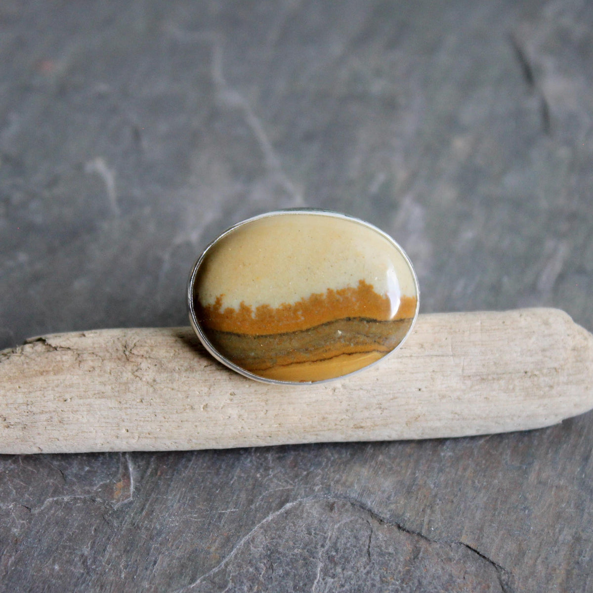 Owyhee Picture Jasper Statement Ring Size 9.25 | PNW Gemstone | Handmade Sterling Silver