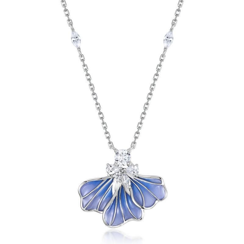 Unique blue iris pendant necklace enamel clavicle pendant silver 14k 18k gold Personalized pendant women Valkyrie Necklace