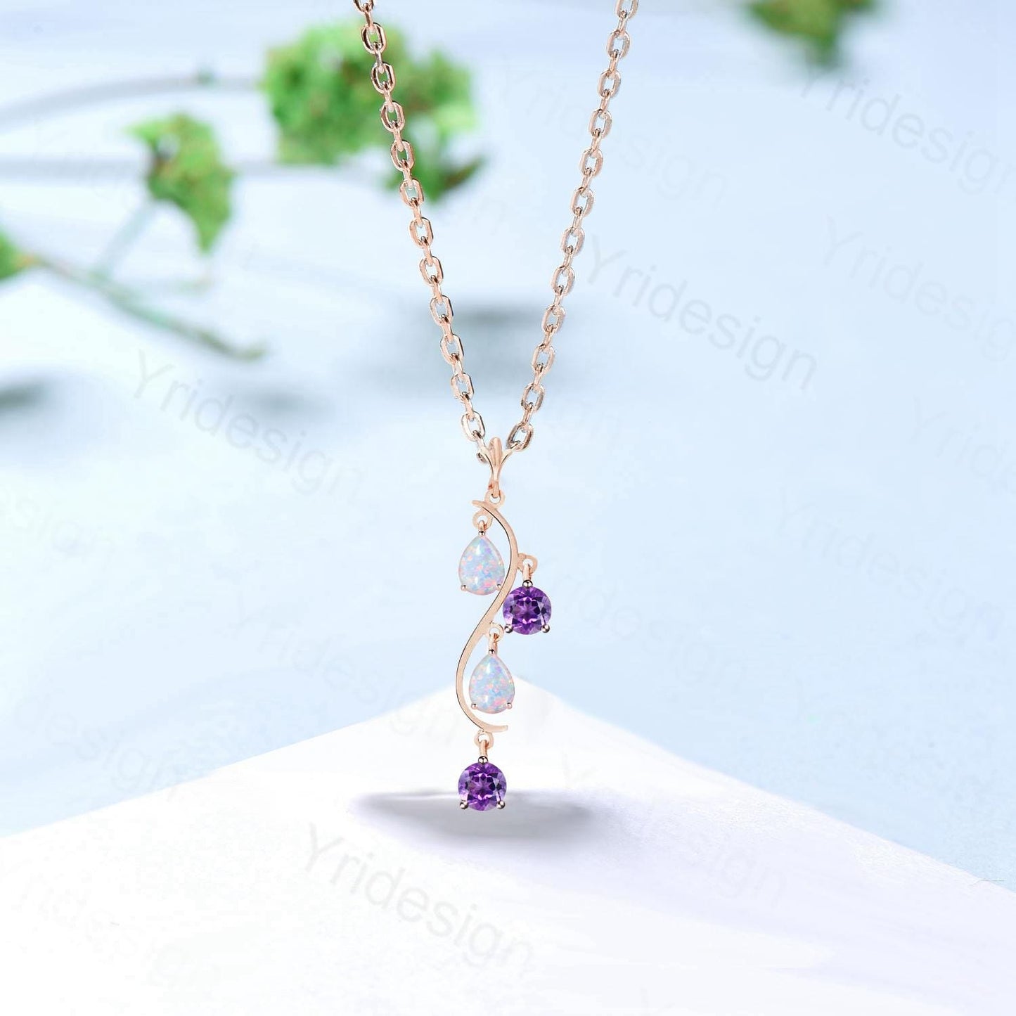 Unique Pear Shaped Opal Pendant Necklace Women Alternative Amethyst fire opal necklace Vintage Snake Willow Dream Catcher Promise Gift