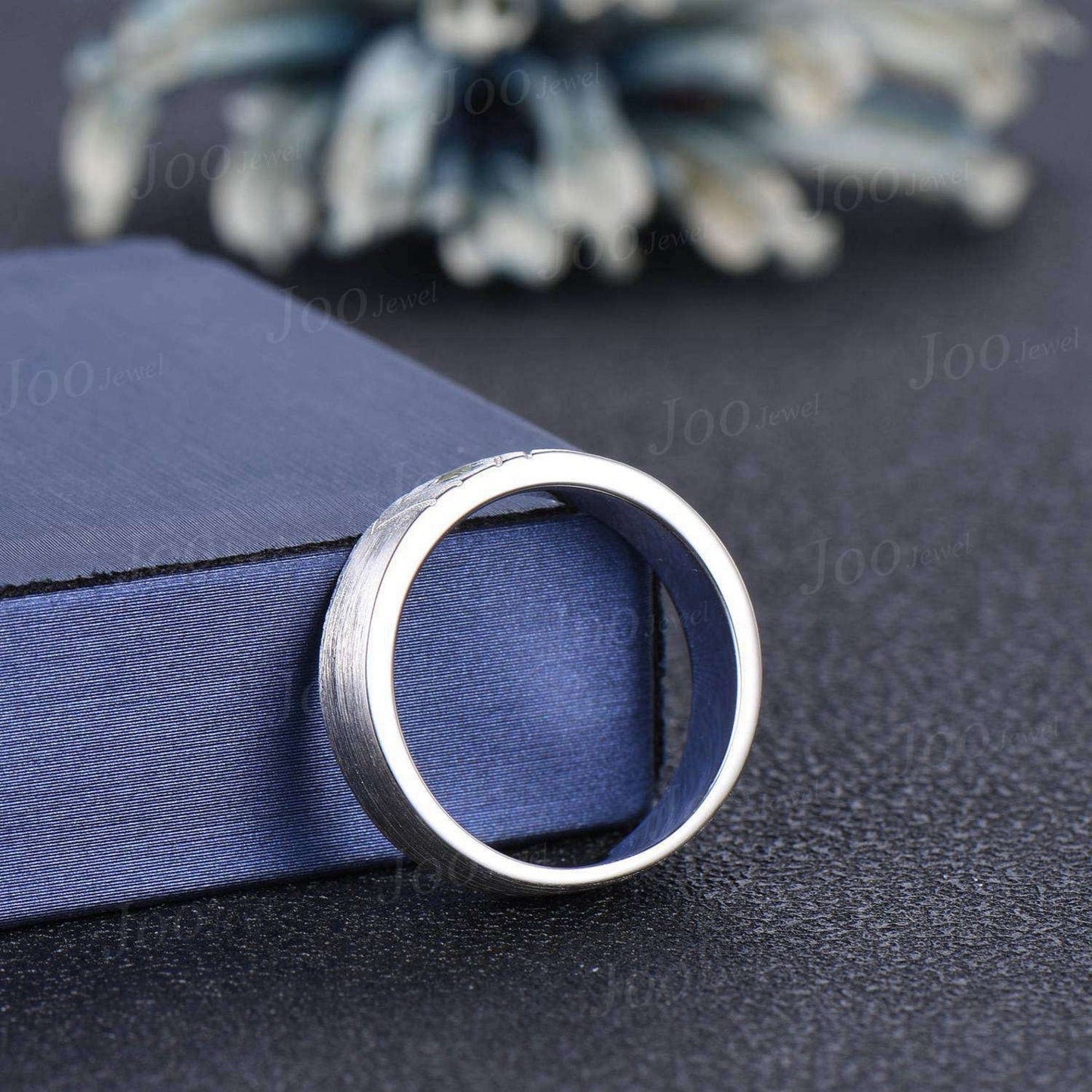 Men's Black Spinel Wedding Band Kite Black Onyx Band 6mm Brushed Finished Band Sterling Silver Gothic Vintage Male Marriage Ring