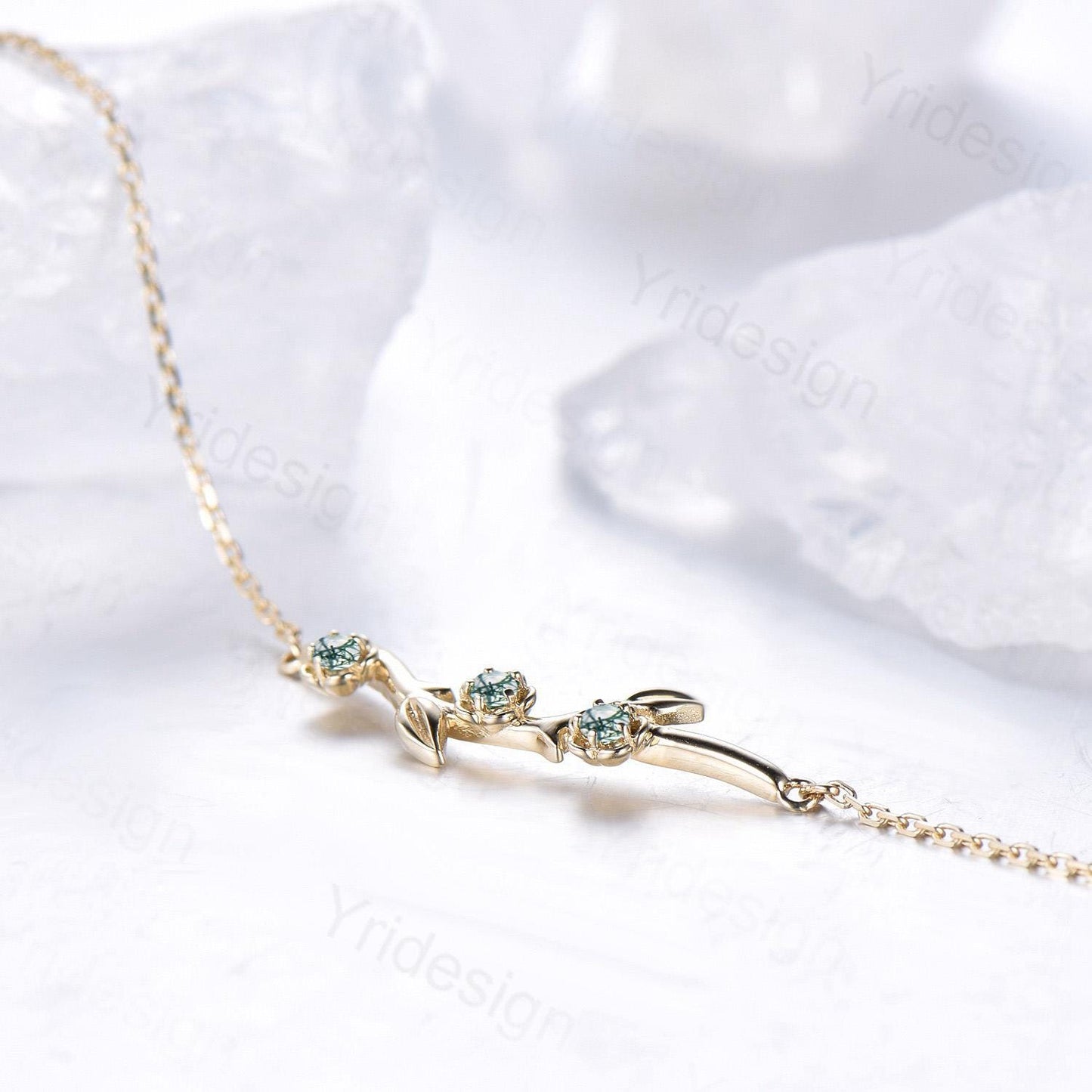 Elegant flower moss agate bracelet twig branch green agate leaf bracelet nature inspired stackable Bracelet Women anniversary gift for her