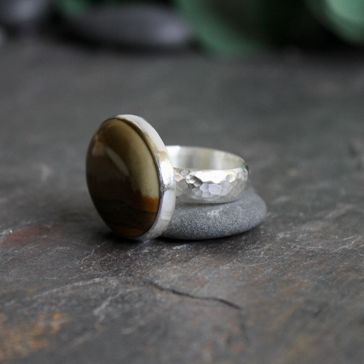 Owyhee Picture Jasper Statement Ring Size 9.25 | PNW Gemstone | Handmade Sterling Silver