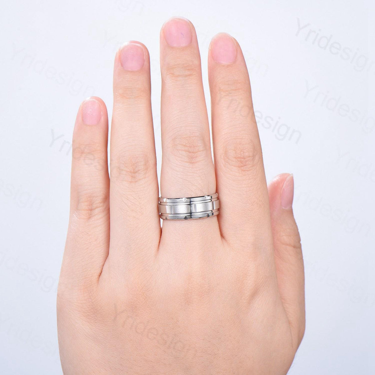 Retro Brushed Finish Men's Wedding Band Minimalist Solitaire Wedding Ring Silver White Gold Stacking Matching Band Custom Jewelry Rings Men