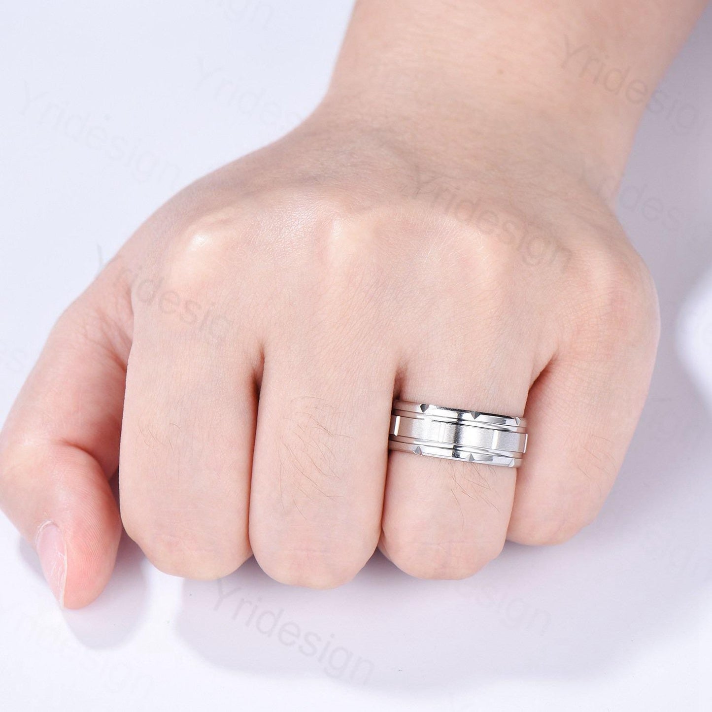 Retro Brushed Finish Men's Wedding Band Minimalist Solitaire Wedding Ring Silver White Gold Stacking Matching Band Custom Jewelry Rings Men