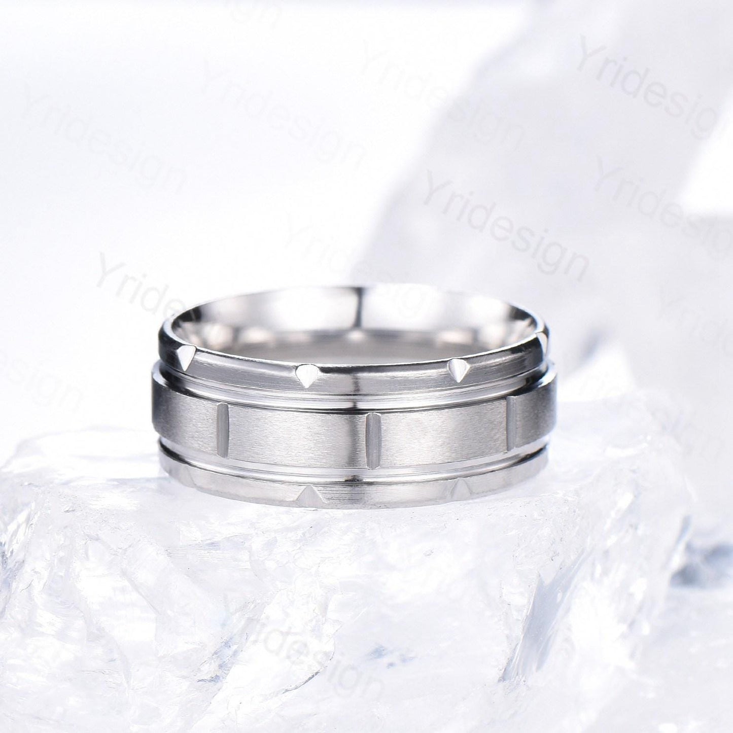 Retro Brushed Finish Men's Wedding Band Minimalist Solitaire Wedding Ring Silver White Gold Stacking Matching Band Custom Jewelry Rings Men