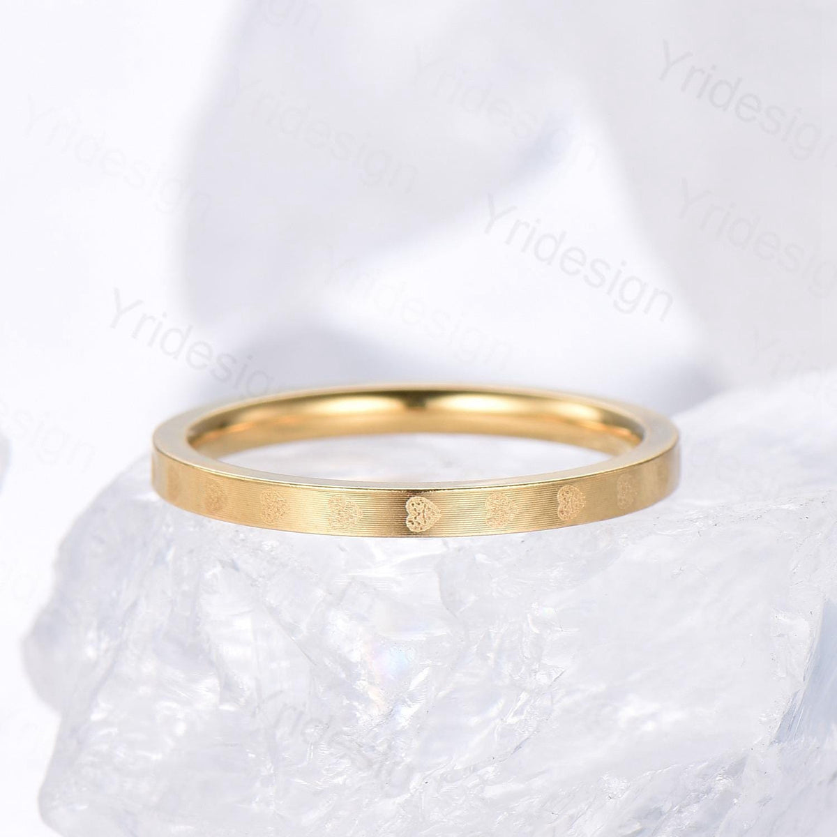 Dainty Brushed Finished Wedding Ring Women Minimalist Brushed Heart Symbol Wedding Band Cute Tension Design Elegant Vintage Stacking Band