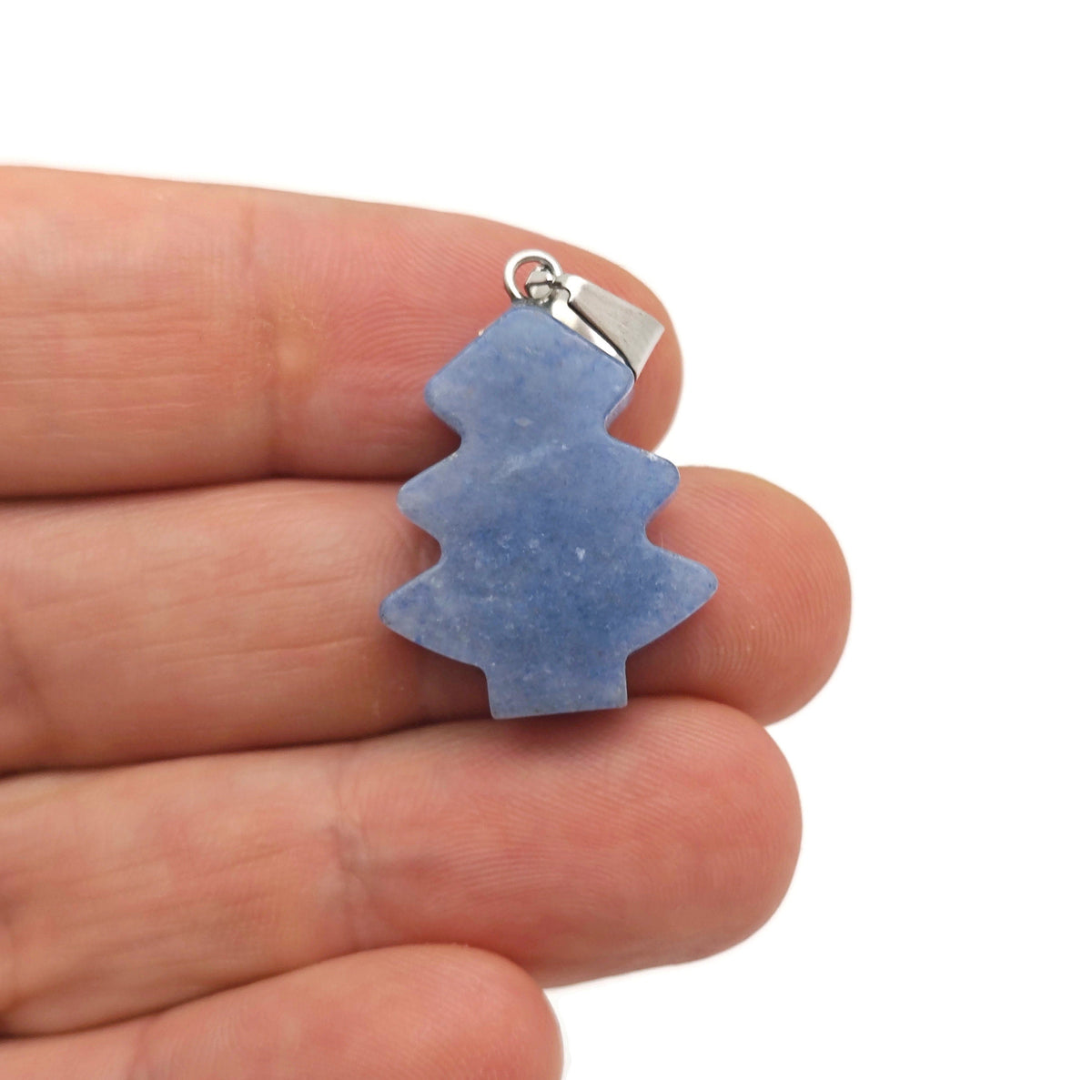 Blue Aventurine Pine Tree Gemstone Pendant - Mini Crystal Pendant - NC1639