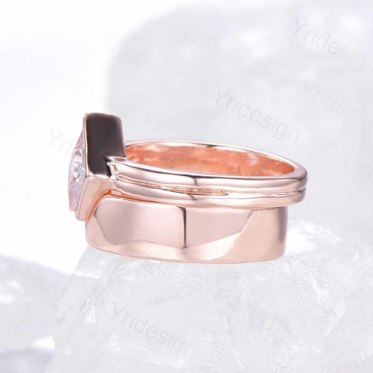 Couples ring set rose gold princess cut moissanite wedding ring set men and women His Hers engagement ring vintage style Promise gift
