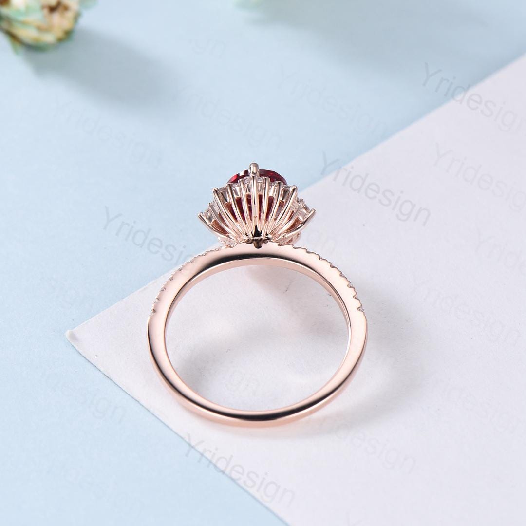 Vintage salt and pepper diamond engagement ring 14k rose gold Retro halo diamond pave set band antique promise ring anniversary gift for Her