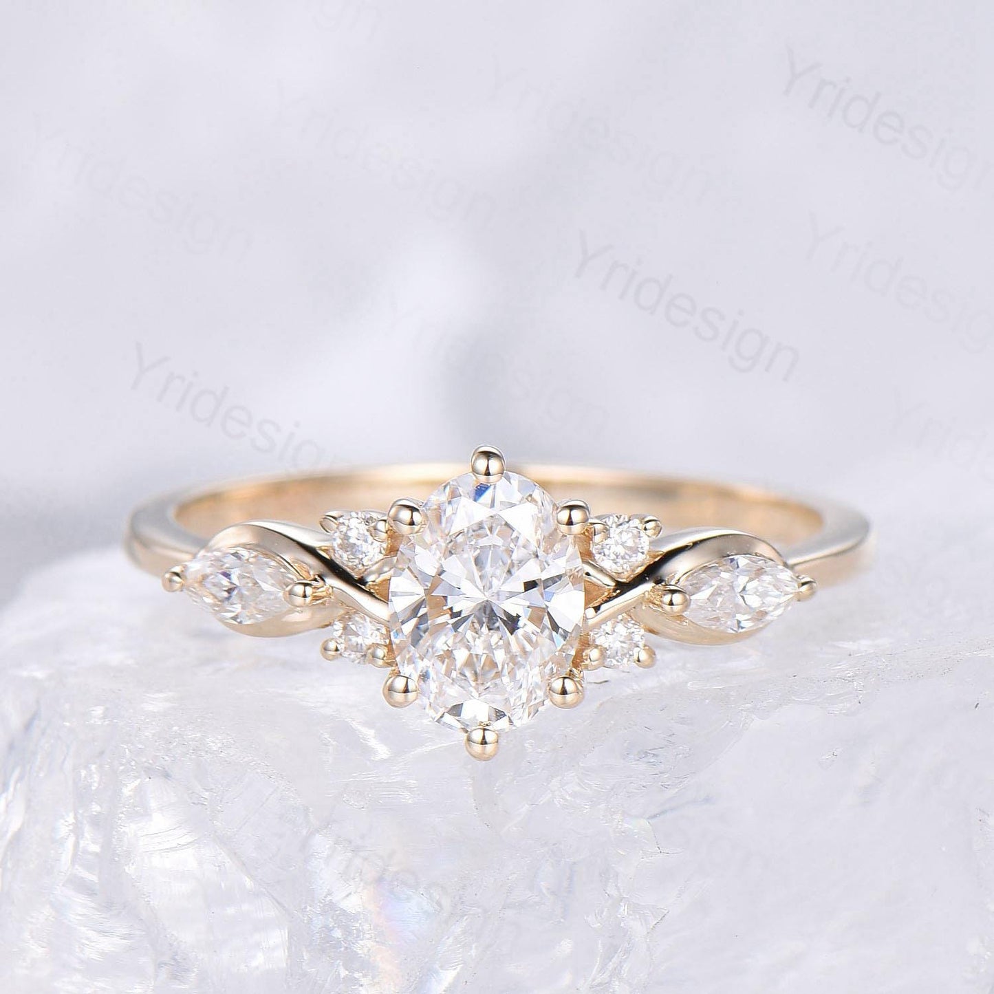 1 Carat VVS-D Oval Lab Grown Diamond Engagement Ring Set, IGI Certificate Diamond Bridal Ring Set Unique Twisted Alternative Diamond Ring