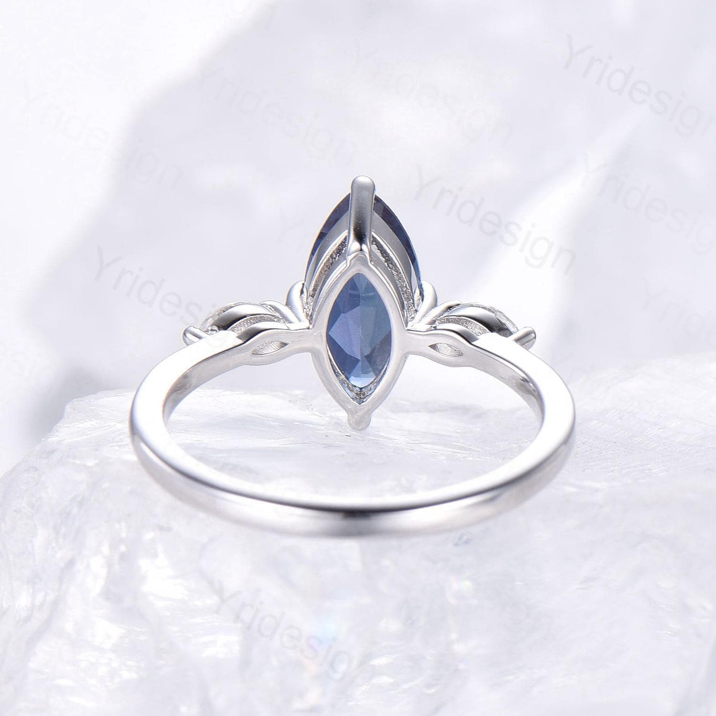 Dainty Marquise Cut Alexandrite Engagement Ring Three Stone Minimalist Color Change Stone Wedding Ring For Women Simple Anniversary Ring