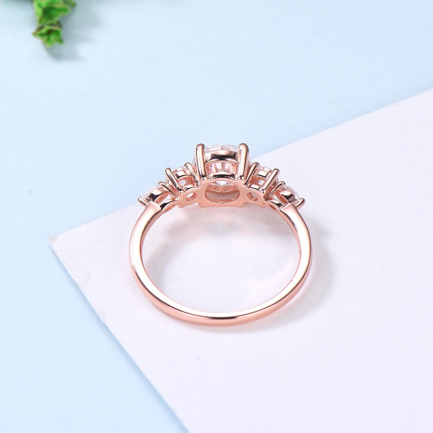 Five Stone IGI Certified Lab Grown Diamond Engagement Ring, Round Cut D Color VVS2 Clarity, Side Round & Marquise lab Diamonds Rose Gold