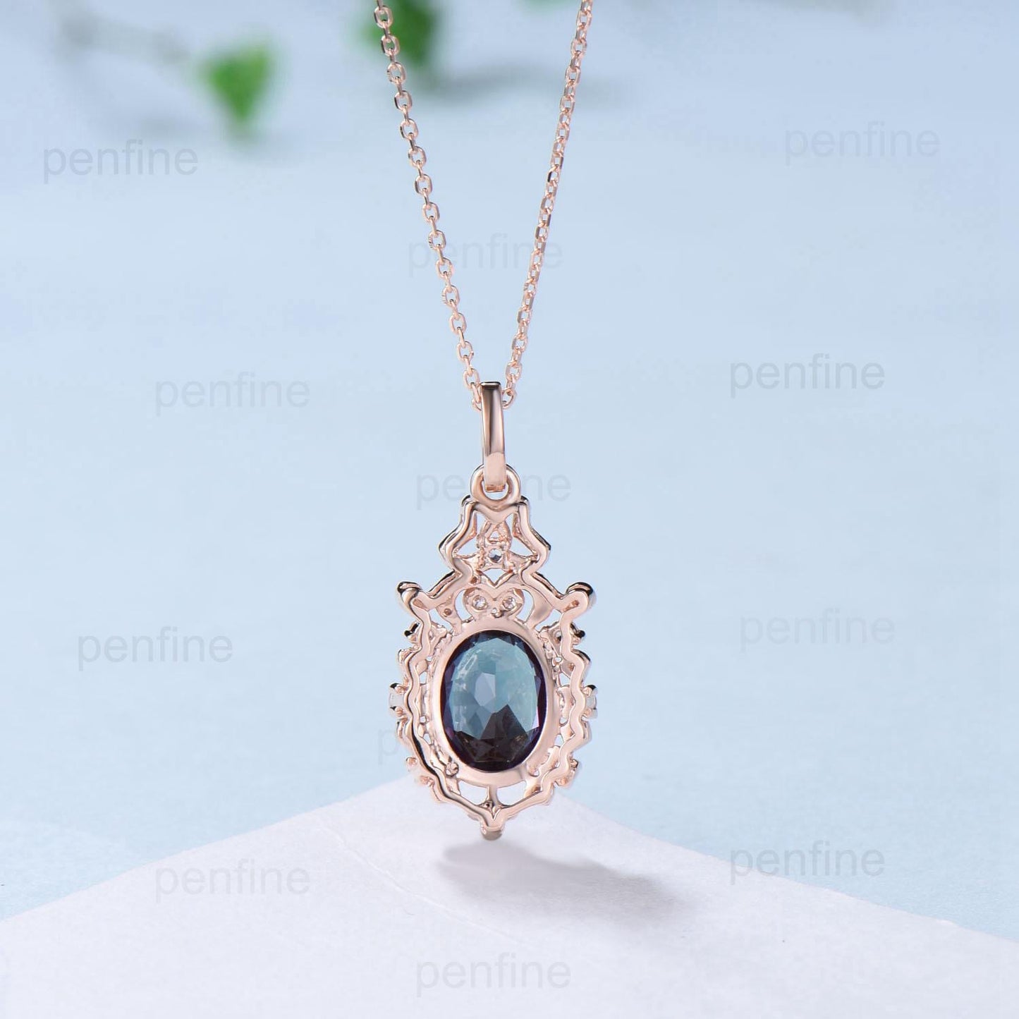 Vintage Natural Oval Tanzanite Pendant Necklace Retro Halo Moonstone Necklace Floral Flower Pendant Unique Birthstone Anniversary gift Women