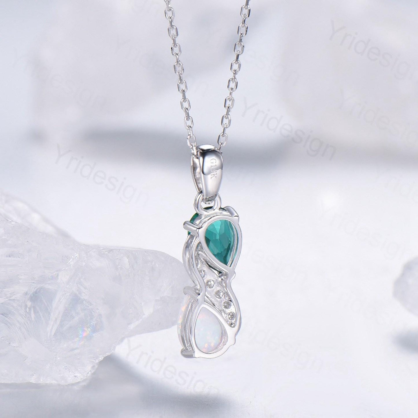 Unique Sapphire Ruby Pendant Necklace Women Alternative Moissanite snake necklace Vintage Art Deco Promise Gift pear shaped pendant for mom