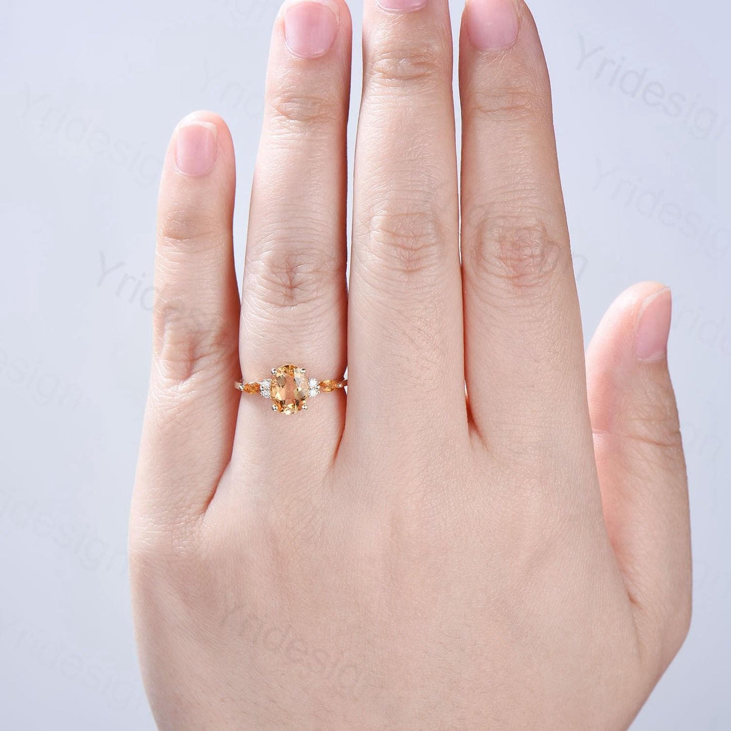 Vintage Oval Cut Citrine engagement ring 1.5 carat flawless Citrine ring for women 14K Yellow Gold marquise November birthstone wedding Ring