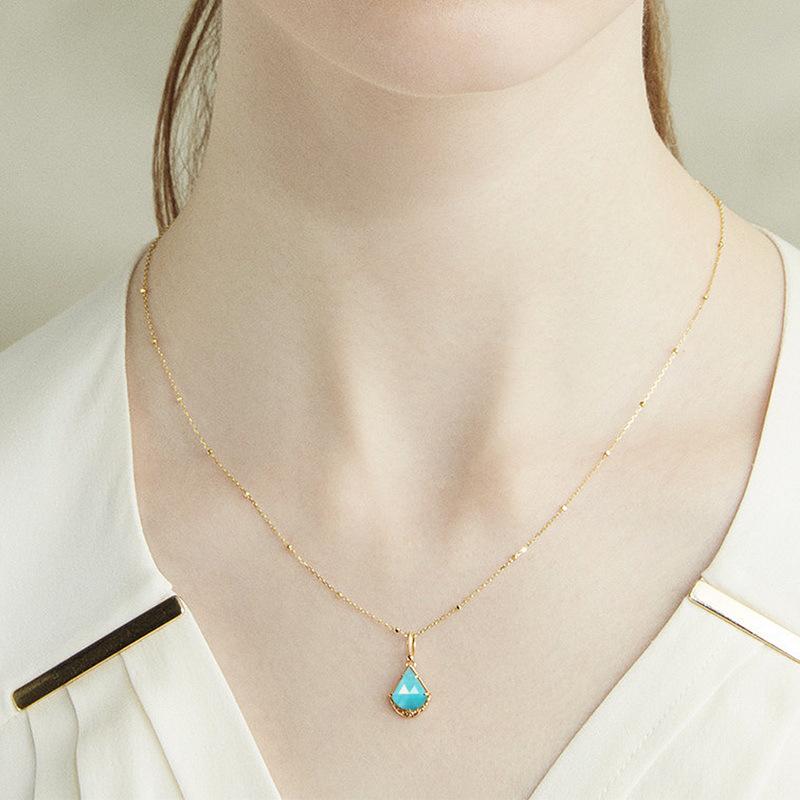 Vintage Amazonite pendant necklace art deco amazonite necklace for mom  14k/18k rose gold necklace promise engagement gift for women