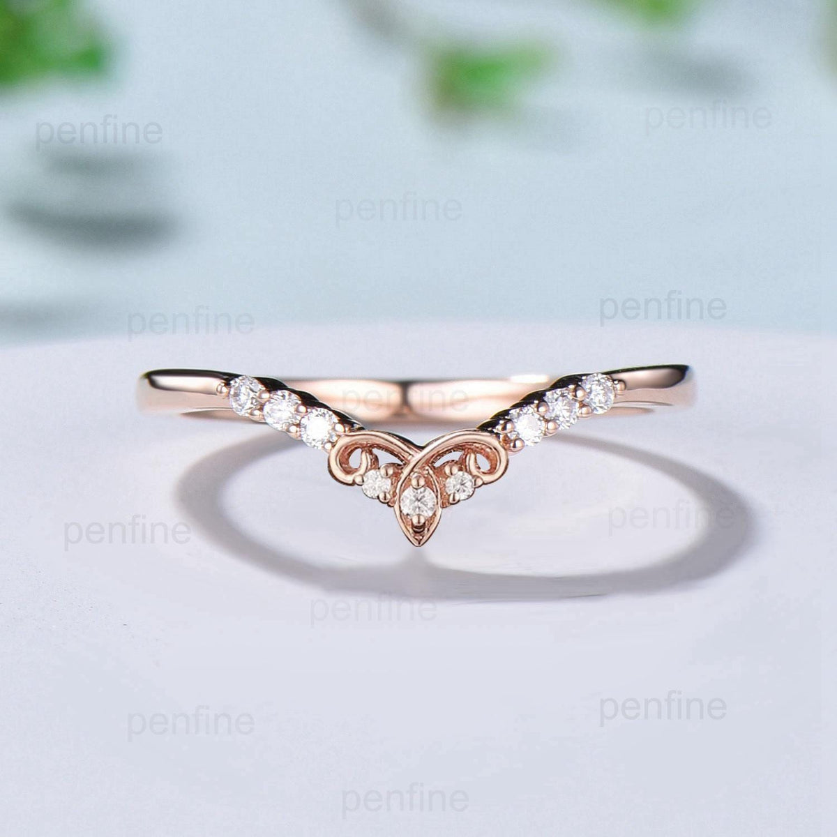 Celtic knot moissanite wedding band women silver rose gold diamond wedding ring matching stacking band curved anniversary band