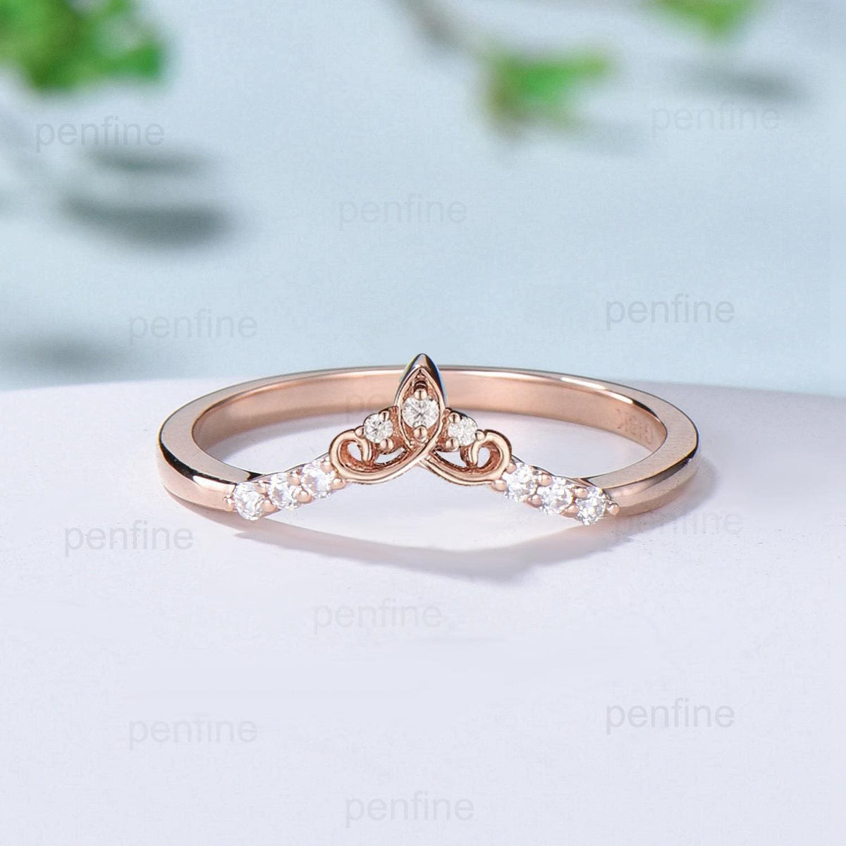 Celtic knot moissanite wedding band women silver rose gold diamond wedding ring matching stacking band curved anniversary band