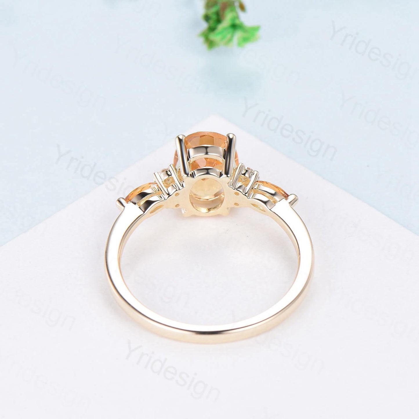 Vintage Oval Cut Citrine engagement ring 1.5 carat flawless Citrine ring for women 14K Yellow Gold marquise November birthstone wedding Ring