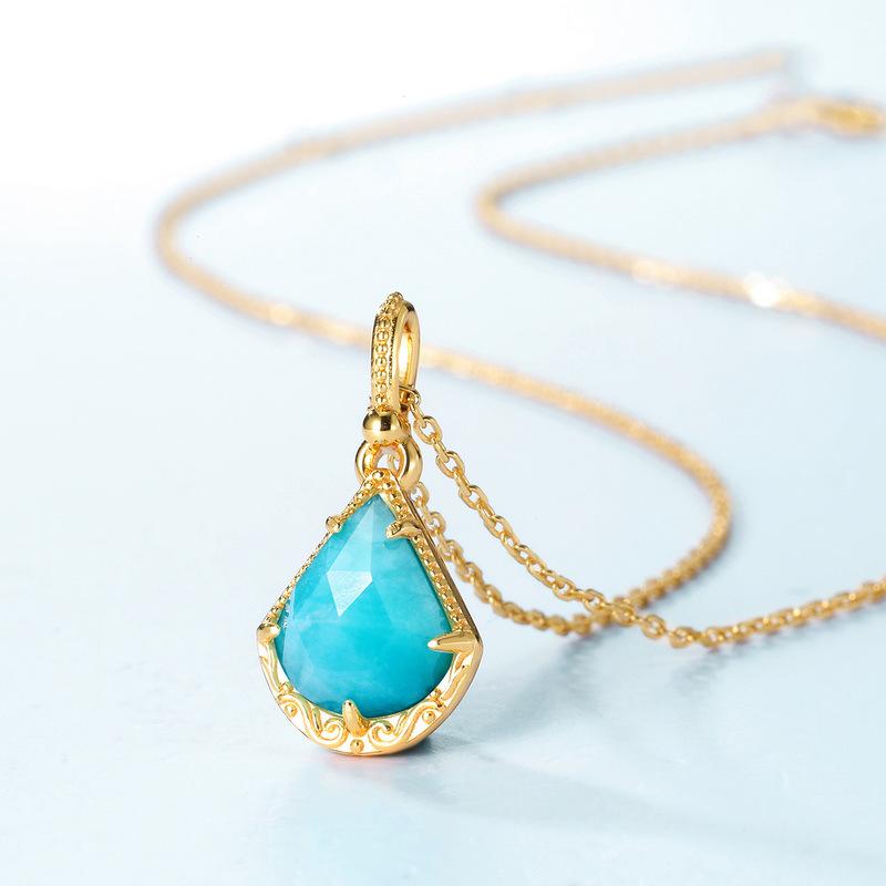Vintage Amazonite pendant necklace art deco amazonite necklace for mom  14k/18k rose gold necklace promise engagement gift for women