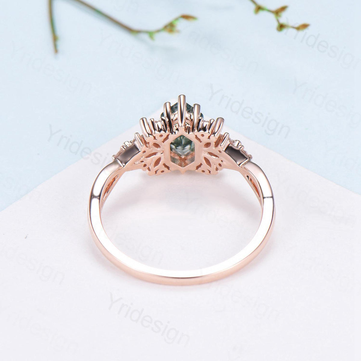 Unique Crown Opal Wedding Band 14K Yellow Gold Art Deco White Opal Stacking Wedding Ring October Birthstone Stacking Band Anniversary gift