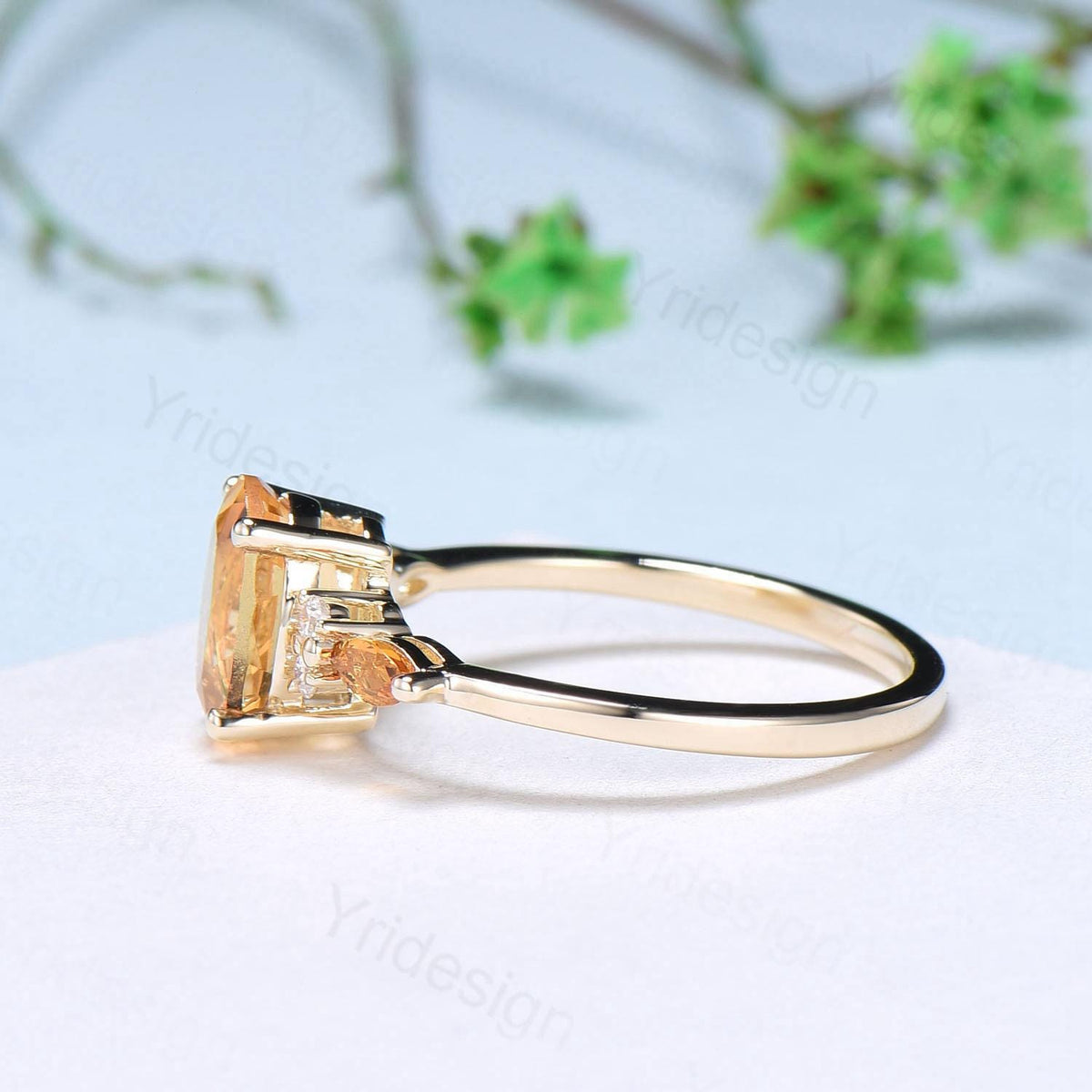 Vintage Oval Cut Sunstone engagement ring 14K Yellow Gold Marquise Citrine Moissanite Wedding Ring Promise Ring Anniversary Gift For Women