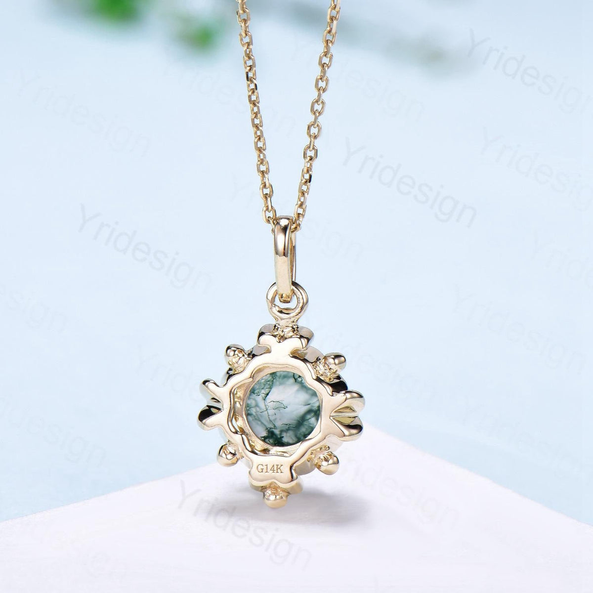 Unique Garnet Pendant Necklace Magic Crescent Moon Round January Birthstone Necklace Floral Retro Vintage Pendant Anniversary gift for women