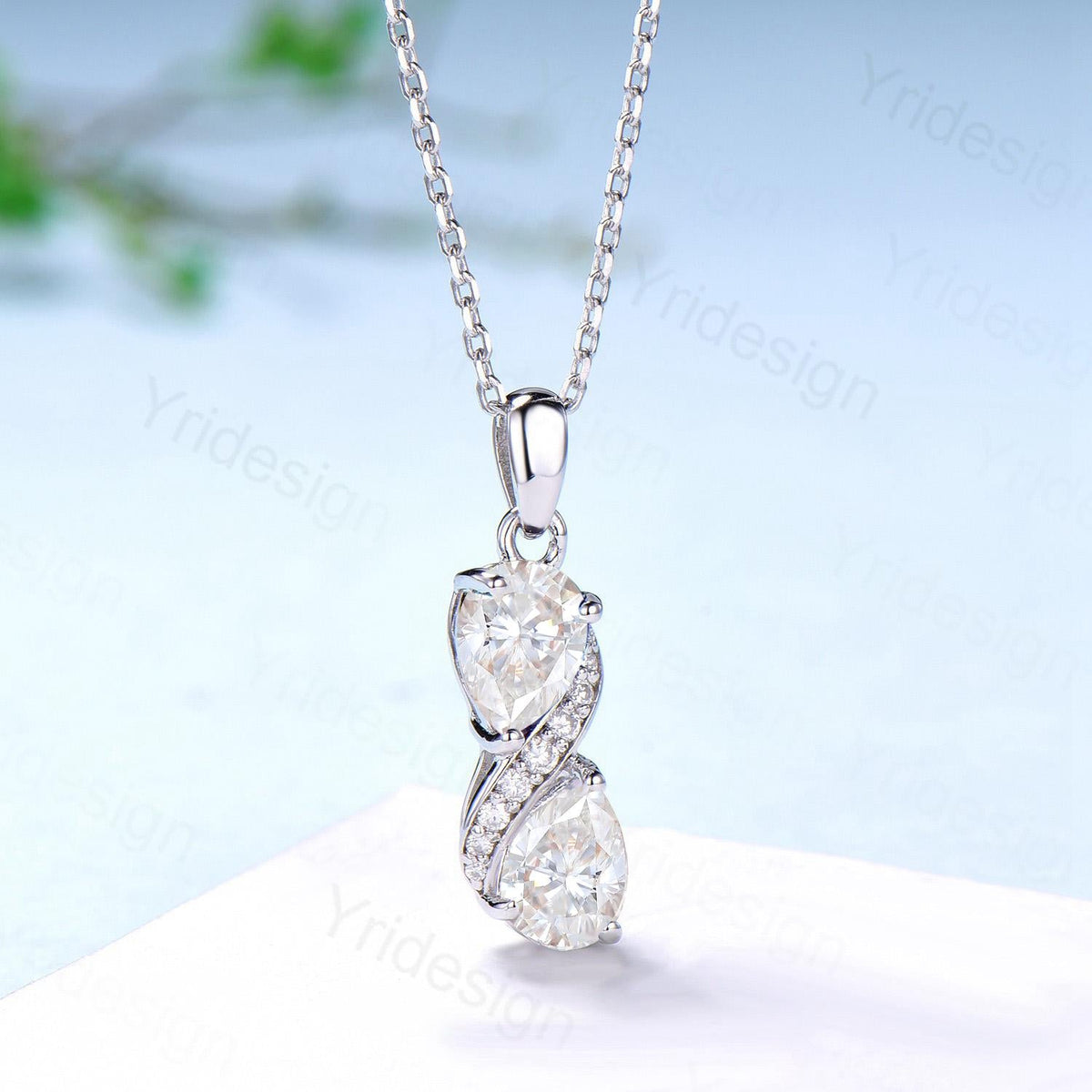 50% Off Silver Teardrop Moissanite Necklace(Bonus with other products. Standalone no ship. Excl. gift box/rush.)
